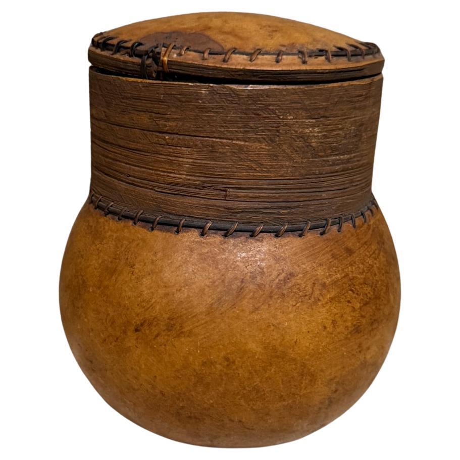 Vasija con tapa de arte calabaza antigua de los años 60, fabricada en Malta
