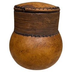 Vasija con tapa de arte calabaza antigua de los años 60, fabricada en Malta