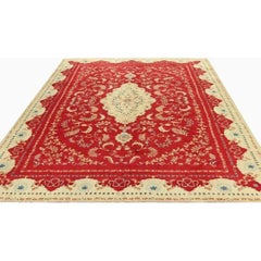 1960s Old Persian Kashan Masterpiece Wool Area Rug with Floral Medallion Pattern