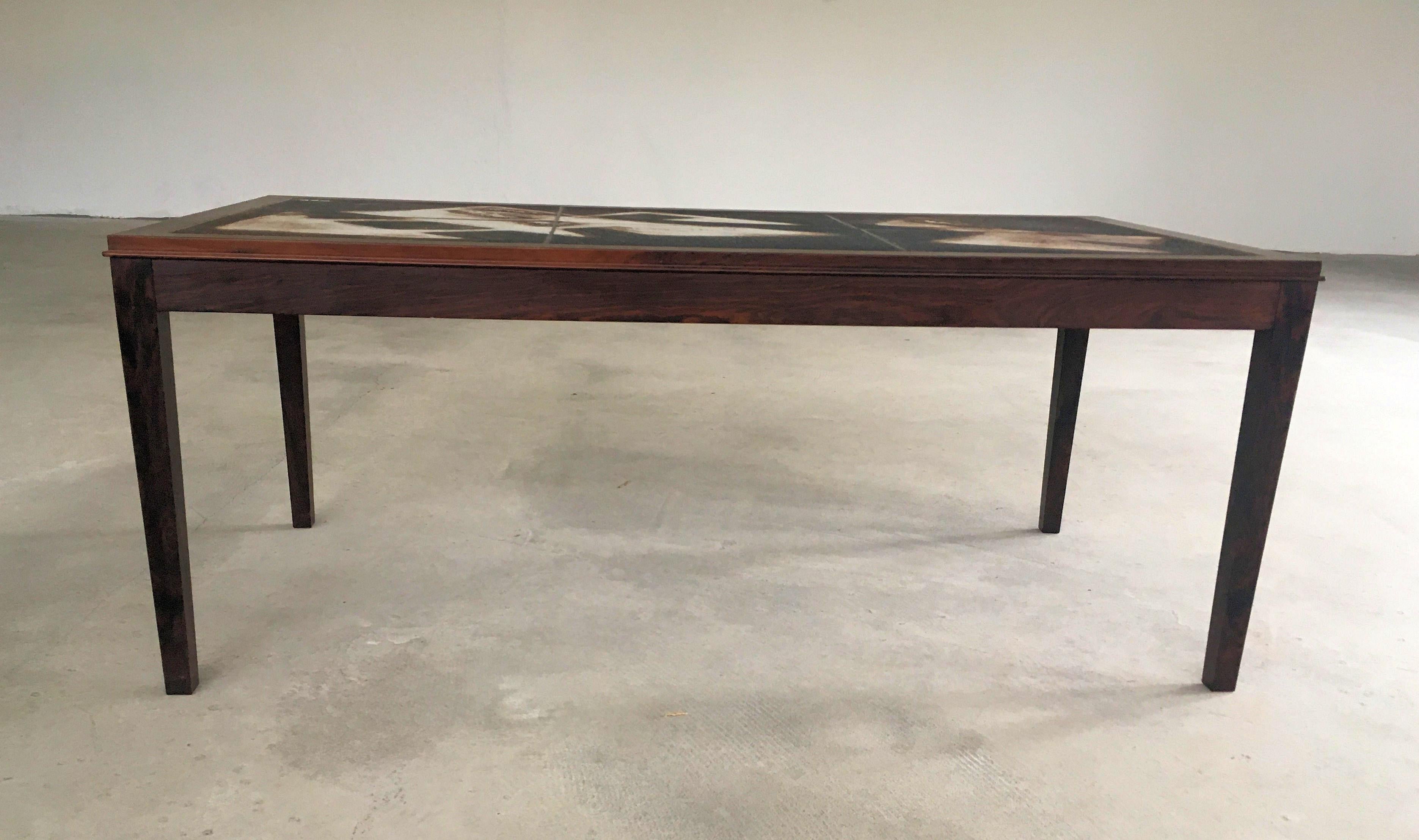 Danish 1960s Ole Bjorn Krüger Fully Restored Tile Topped Coffee Table in Rosewood For Sale