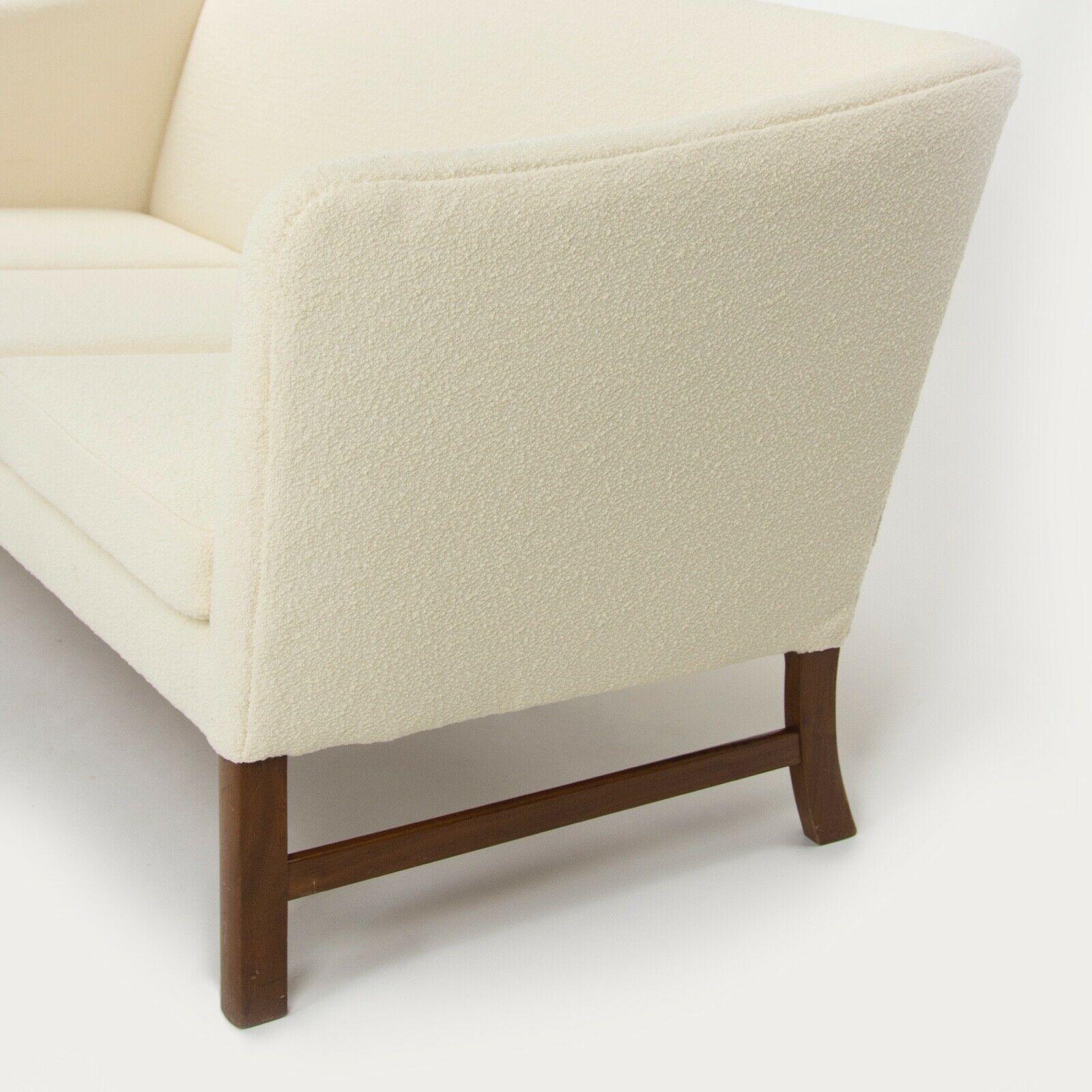 Milieu du XXe siècle 1960s Ole Wanscher for AJ Iversen New Boucle Fabric 3-Seat Sofa Made in Denmark en vente