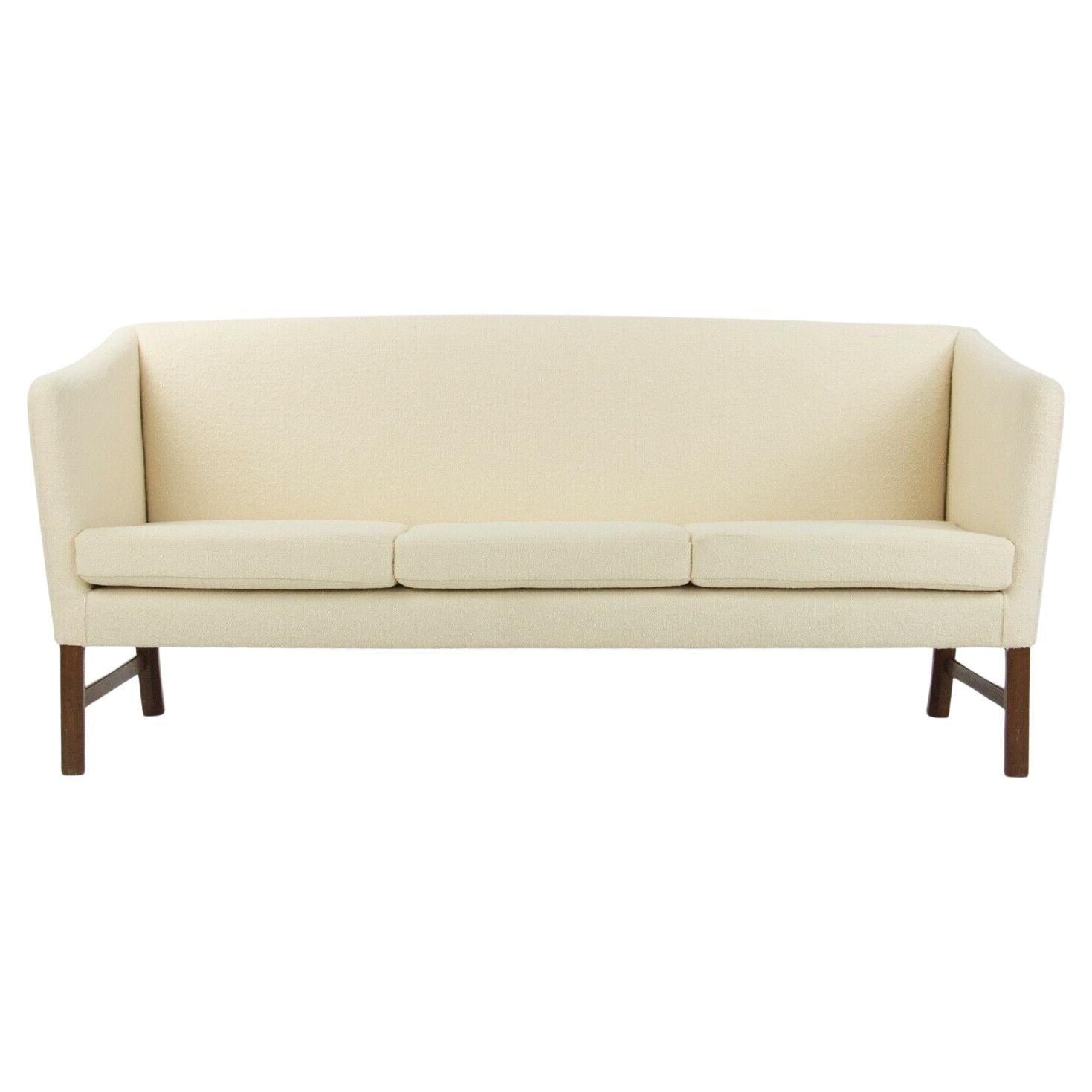 1960s Ole Wanscher for AJ Iversen New Boucle Fabric 3-Seat Sofa Made in Denmark For Sale