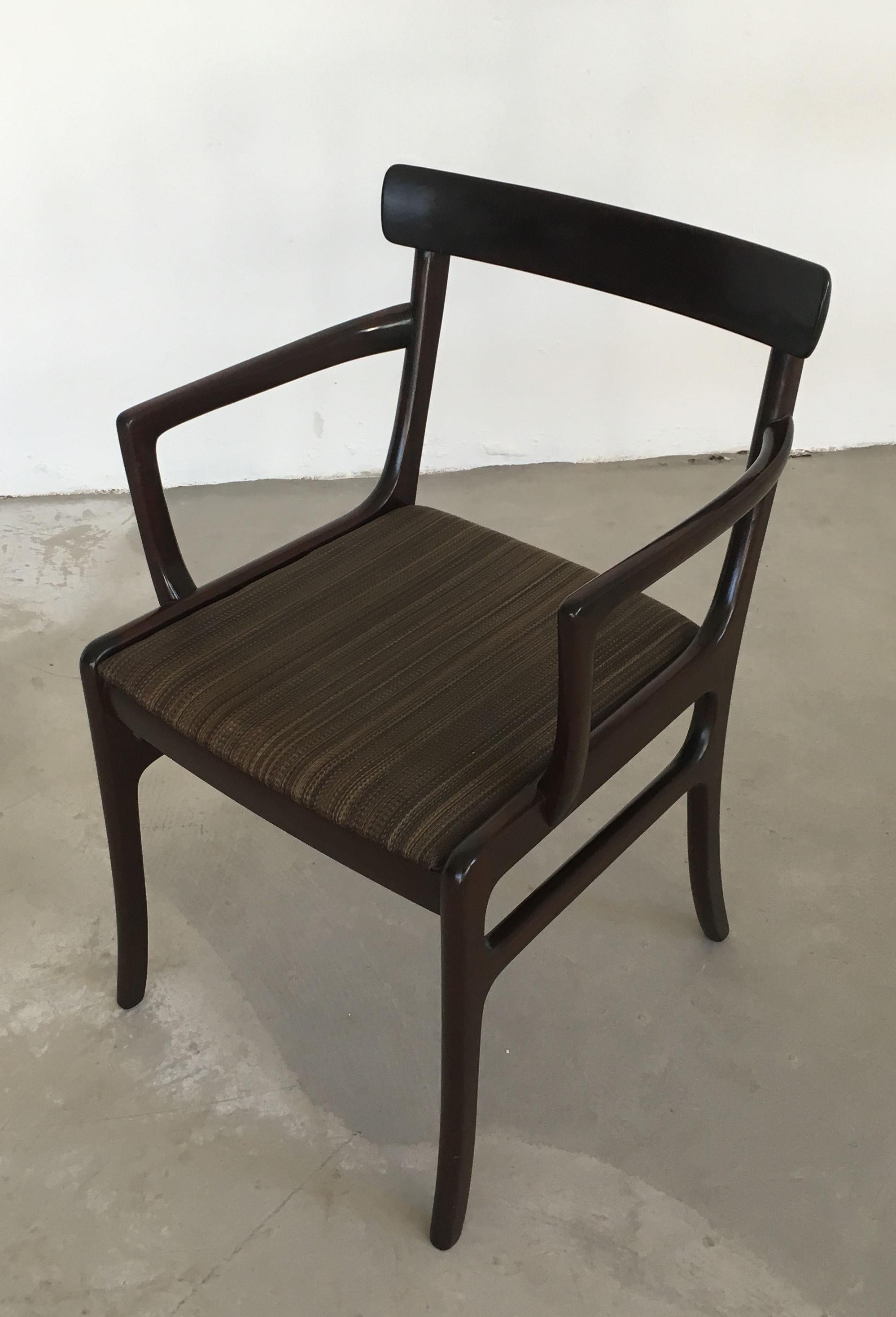 Mid-Century Modern 1960s Ole Wanscher Mahogany Armchair with Horsehair Upholstery (Fauteuil en acajou avec tapisserie en crin de cheval) en vente