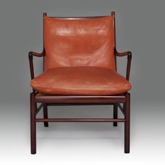 Fauteuil Colonial OW 149 d'Ole Wanscher des années 1960 en acajou et cuir
