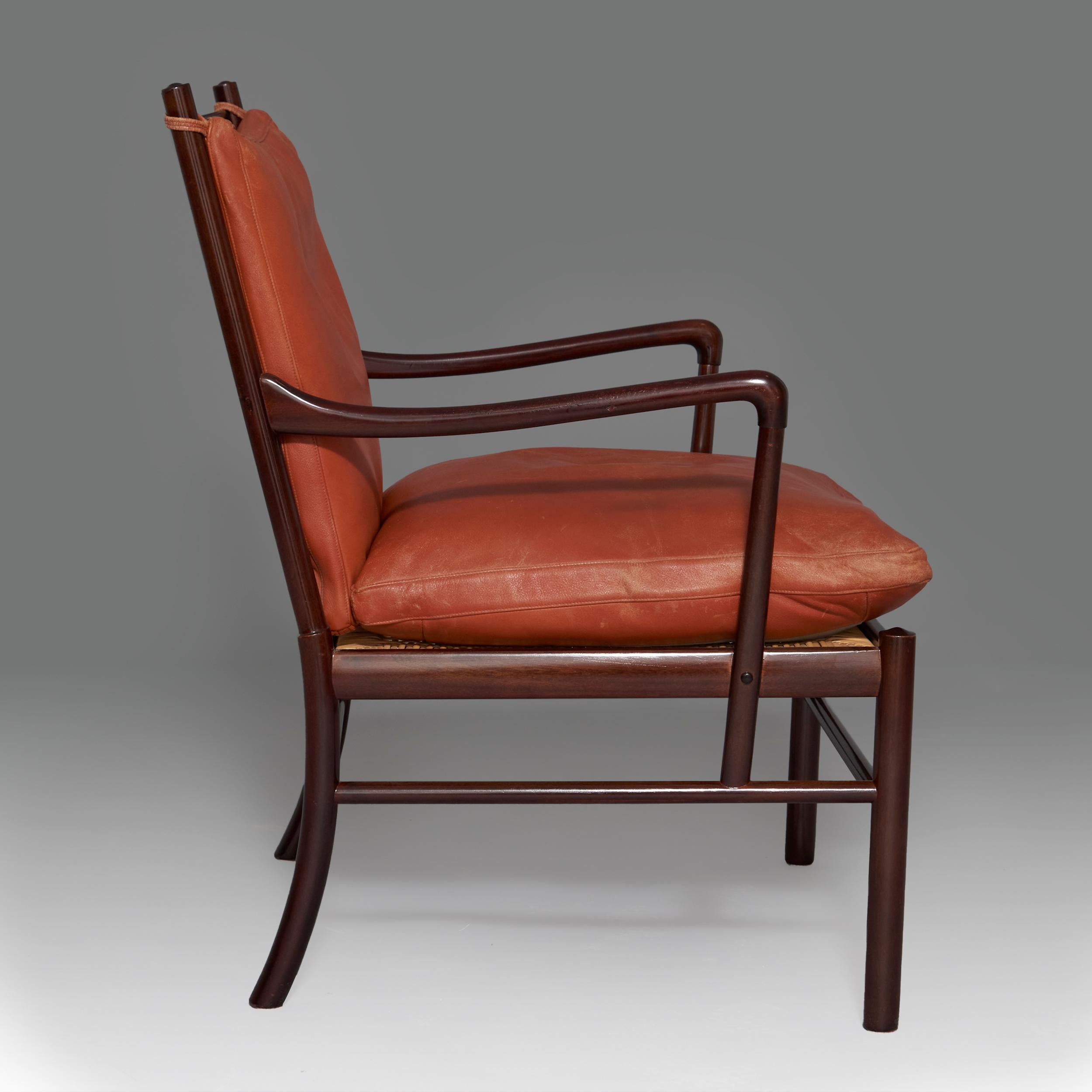 Lacquered 1960’s Ole Wanscher ‘OW 149’ or ‘Colonial’ Armchair in Mahogany and Leather For Sale