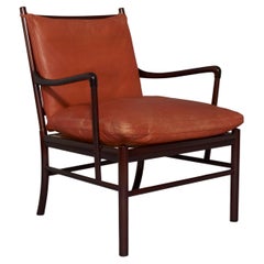 Fauteuil Colonial OW 149 d'Ole Wanscher des années 1960 en acajou et cuir