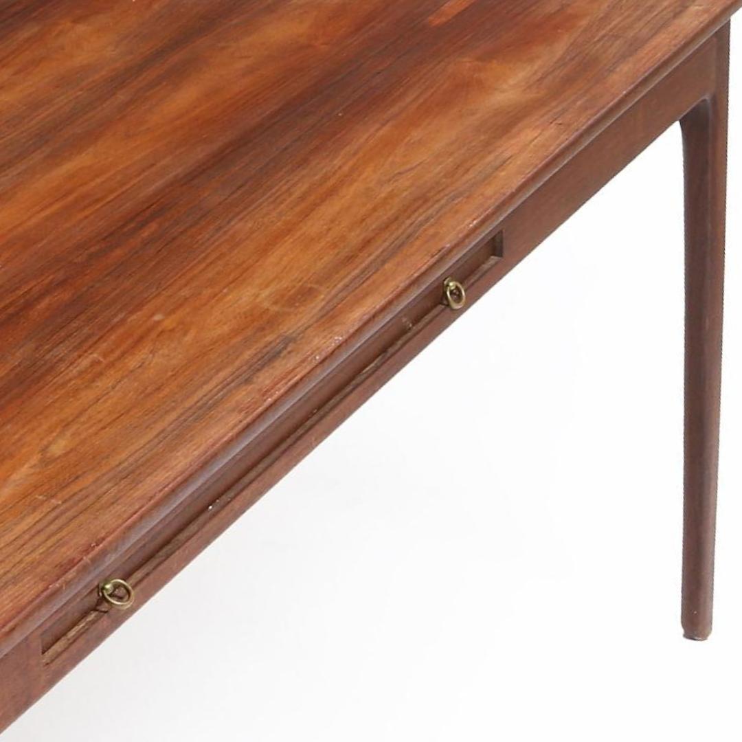1960s Ole Wanscher rectangular table with slightly curved ends. Made by cabinetmaker A.J. Iversen. H. 73. L. 185. W. 92.5 cm. Restoration and Re-polishing included in price.

