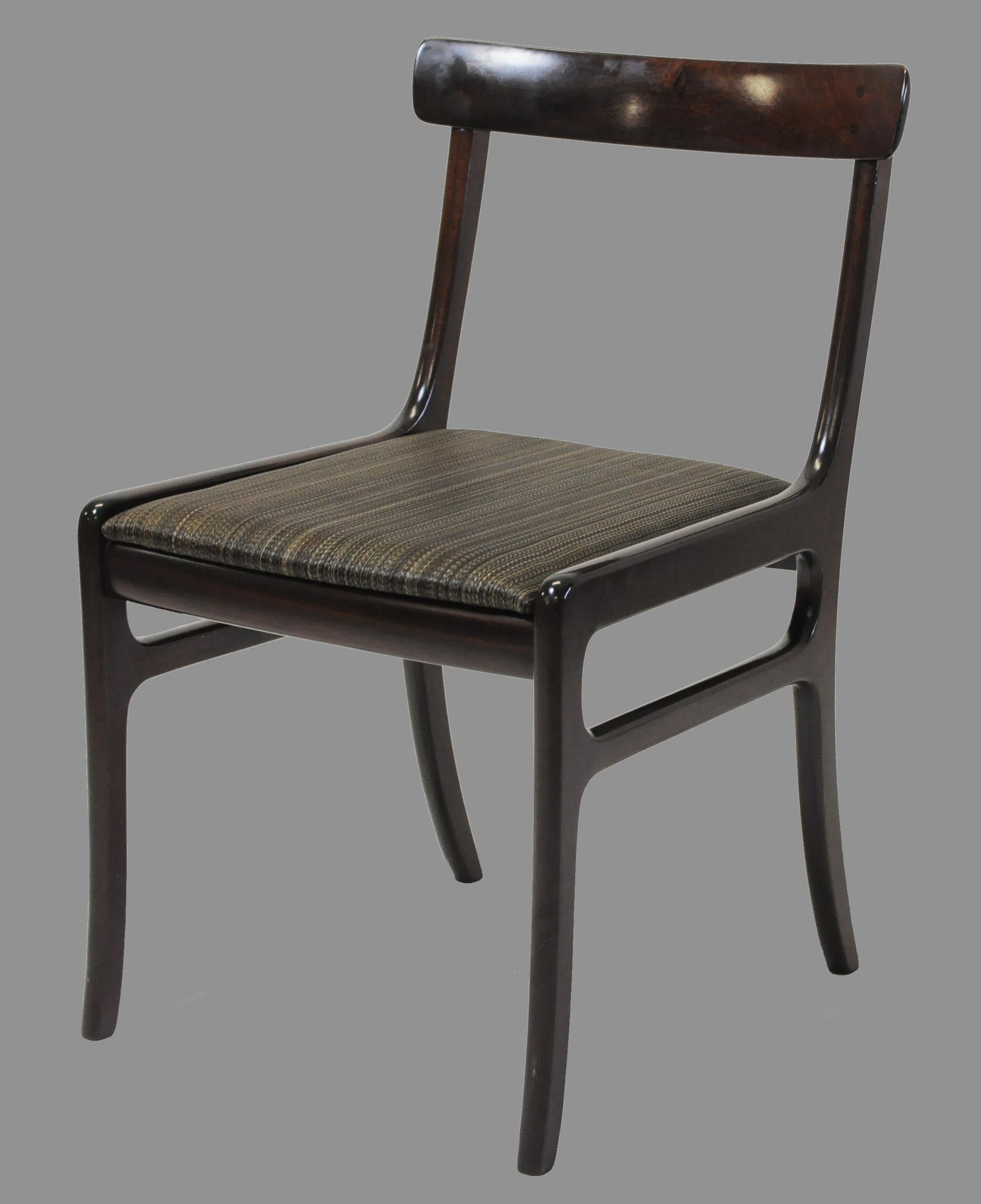 Mid-Century Modern Ole Wanscher Set of Eight Refinished Mahogany Dining Chairs, Custom Upholstery