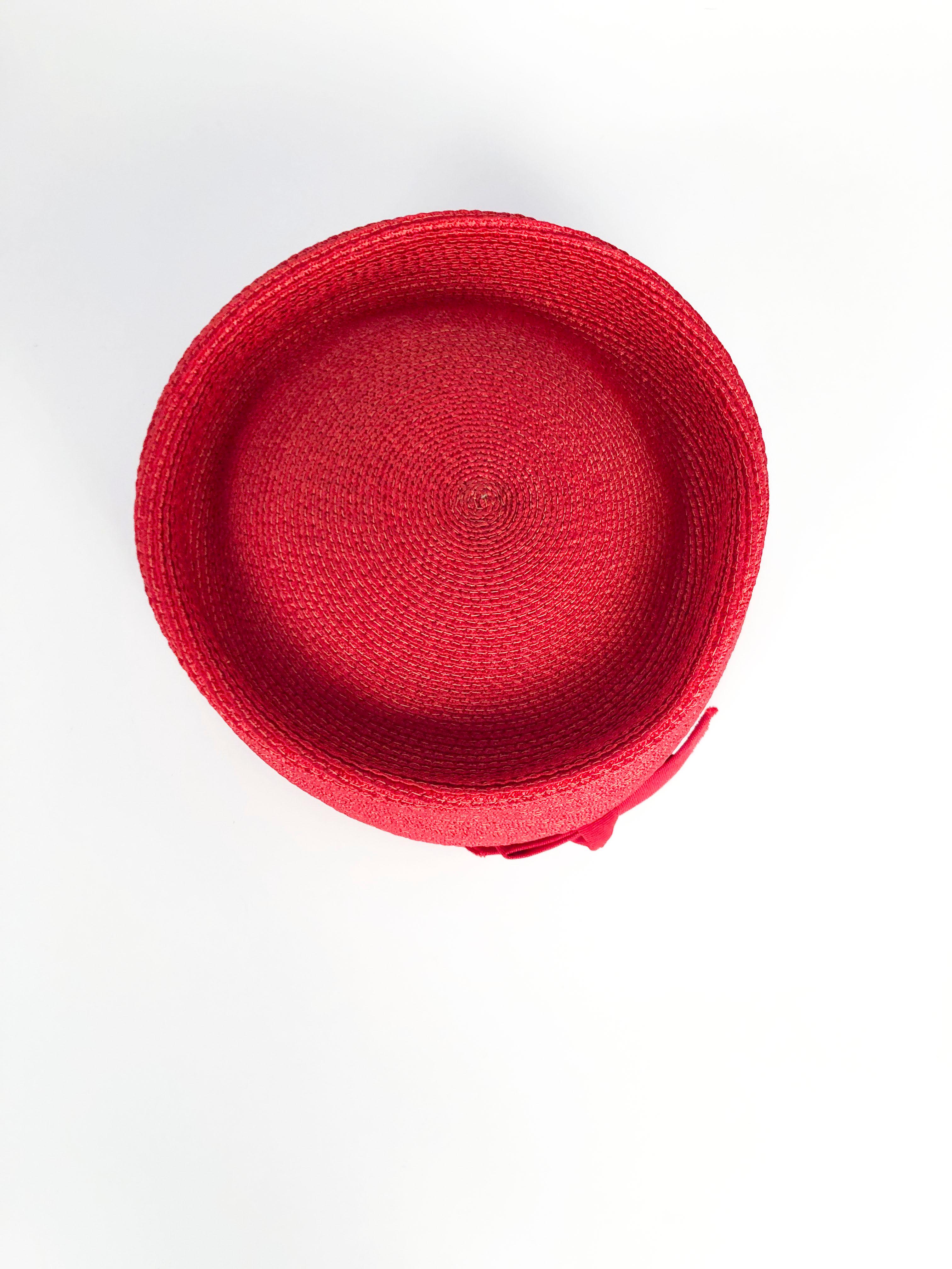 Gray 1960s Oleg Cassini Red Pillbox Hat