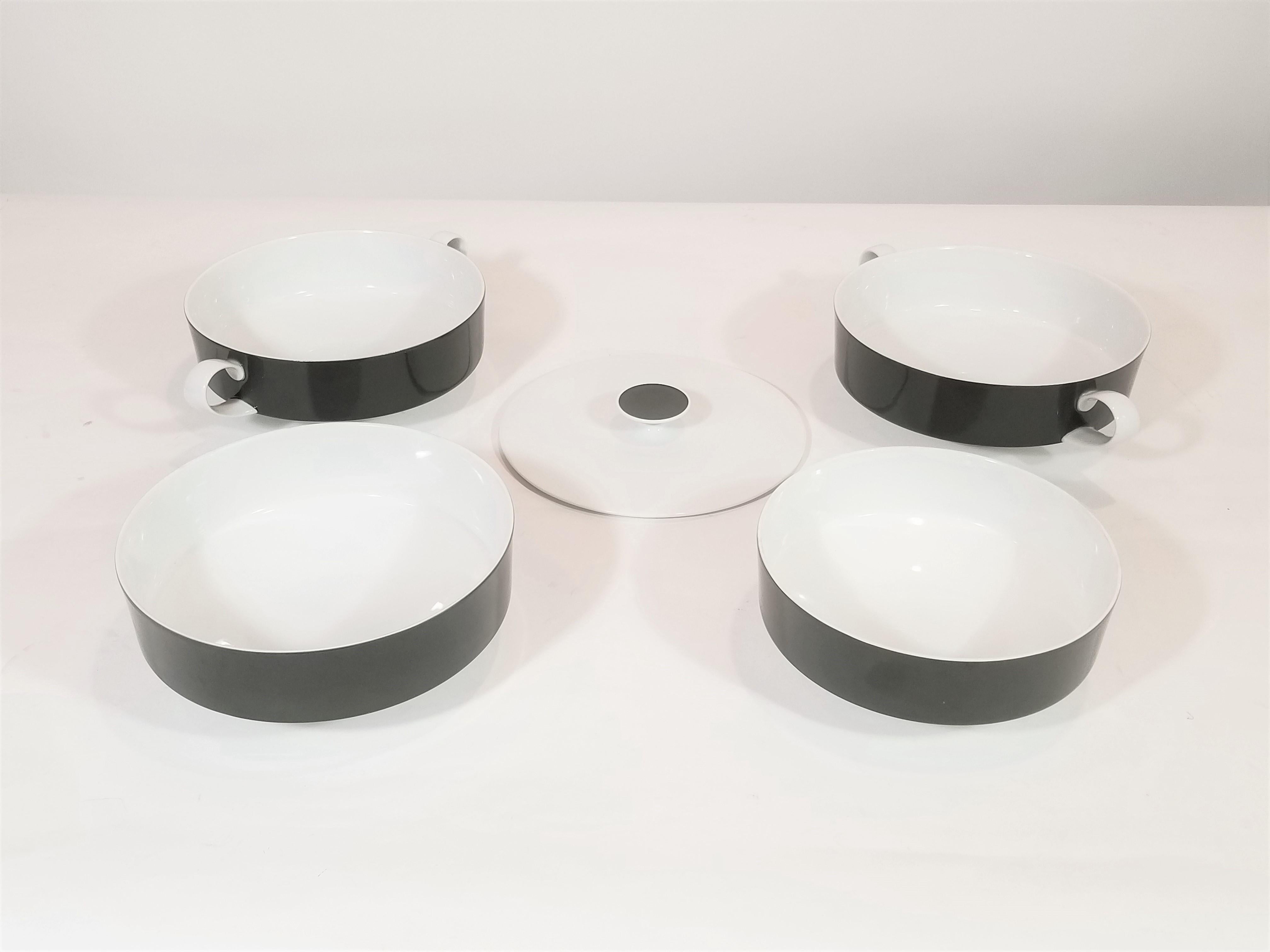 Ceramic 1960s Olive Rosenthal, Continental Midcentury Porcelain Service for 8 / 63 Pcs