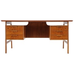 1960s Omann Jun Freestanding Teak Writing Desk, Denmark
