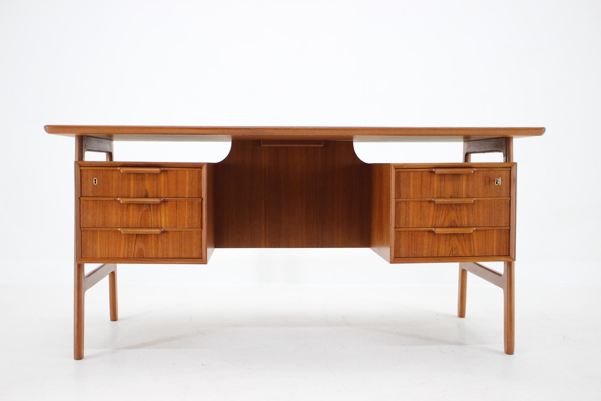 Mid-Century Modern 1960s Omann Jun Model 75 Freestanding Teak Writing Desk, Denmark