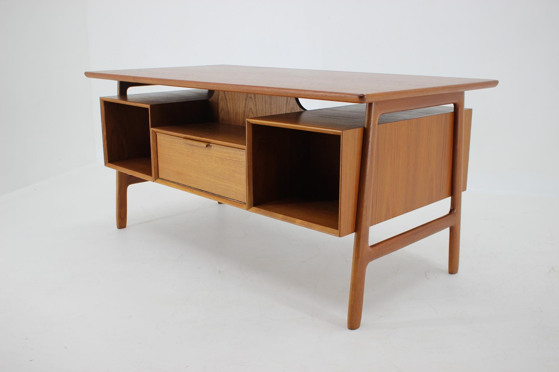 1960s Omann Jun Model 75 Freestanding Teak Writing Desk, Denmark 3