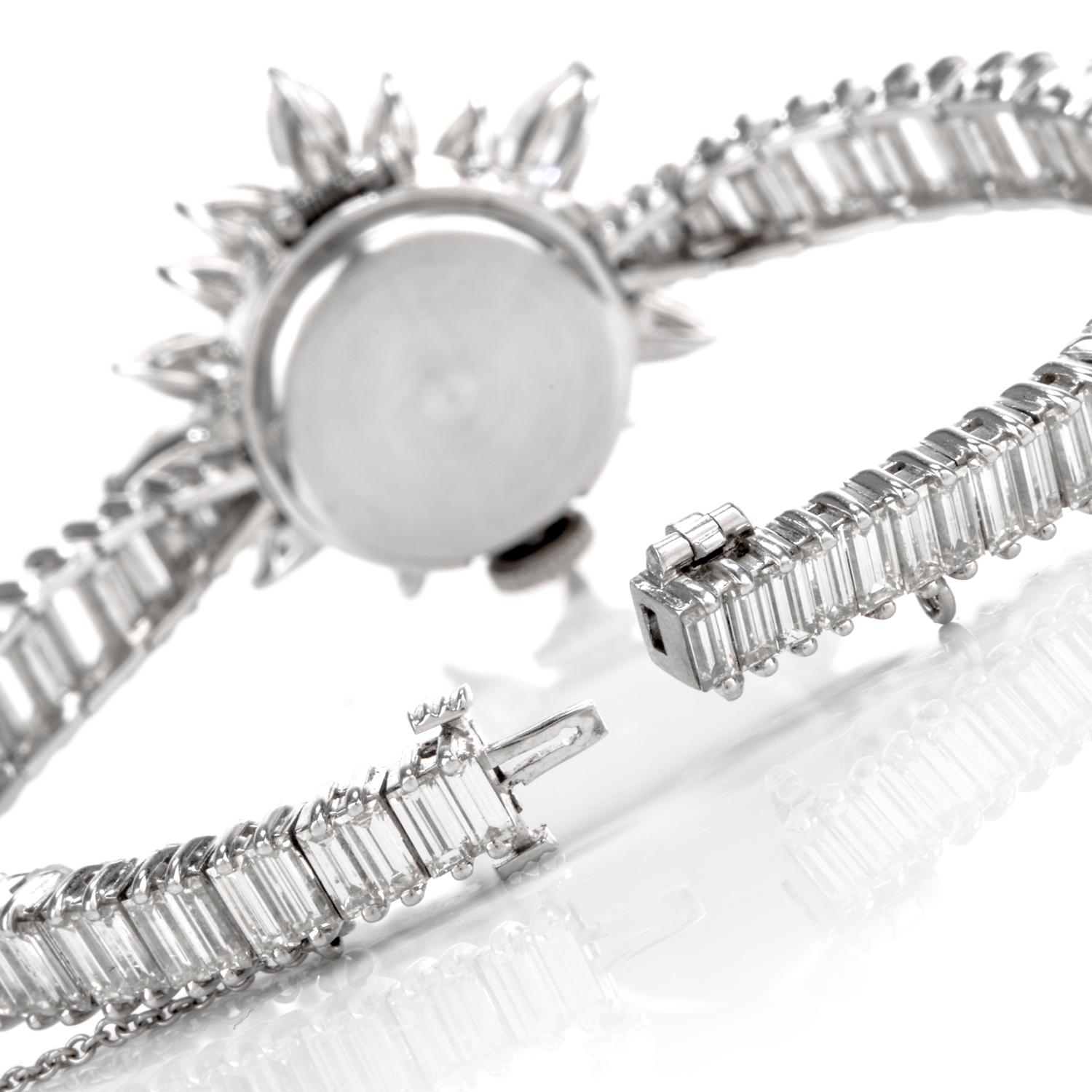 1960s Omega Platinum Ladies Diamond Covered Watch In Excellent Condition In Miami, FL