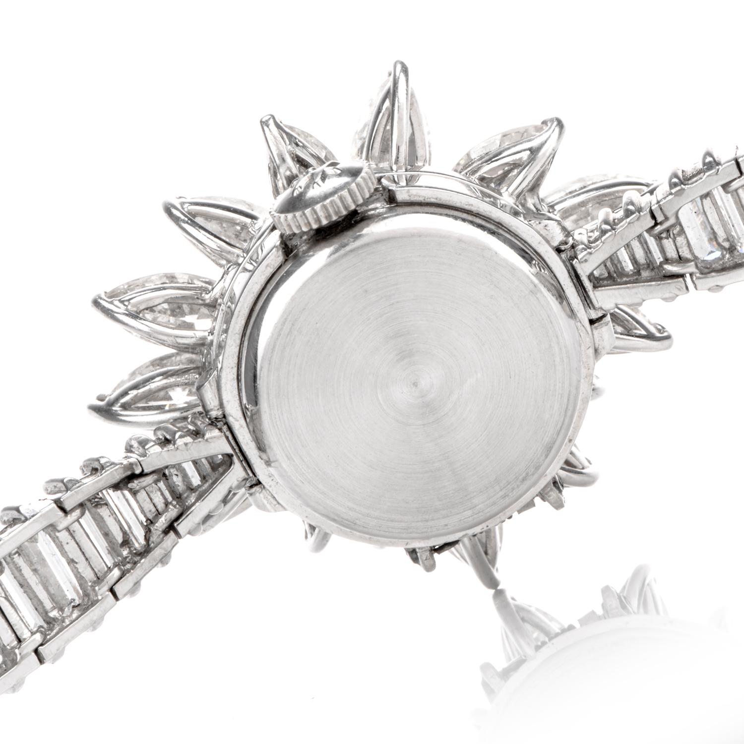 Women's 1960s Omega Platinum Ladies Diamond Covered Watch