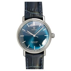 1960's Omega Seamaster Vintage Mens Handwound Royal Blue Watch - Stainless Steel