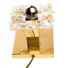1960s One-Light Gilt Brass and Crystal Glass Square Scone by Palwa