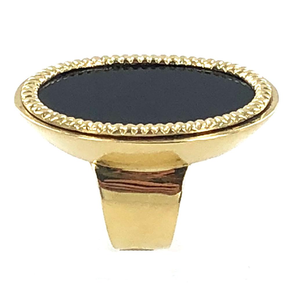 Oval Cut 1960s Onyx 18 Karat Yellow Gold Cocktail Ring