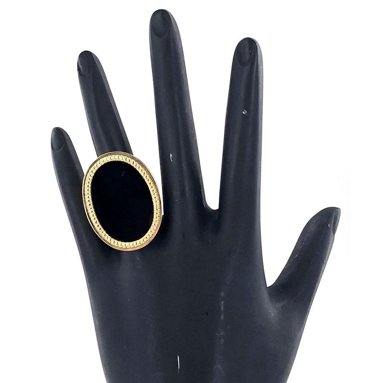 1960s Onyx 18 Karat Yellow Gold Cocktail Ring For Sale at 1stDibs