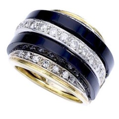 1960s Onyx Diamond Gold Platinum Ring