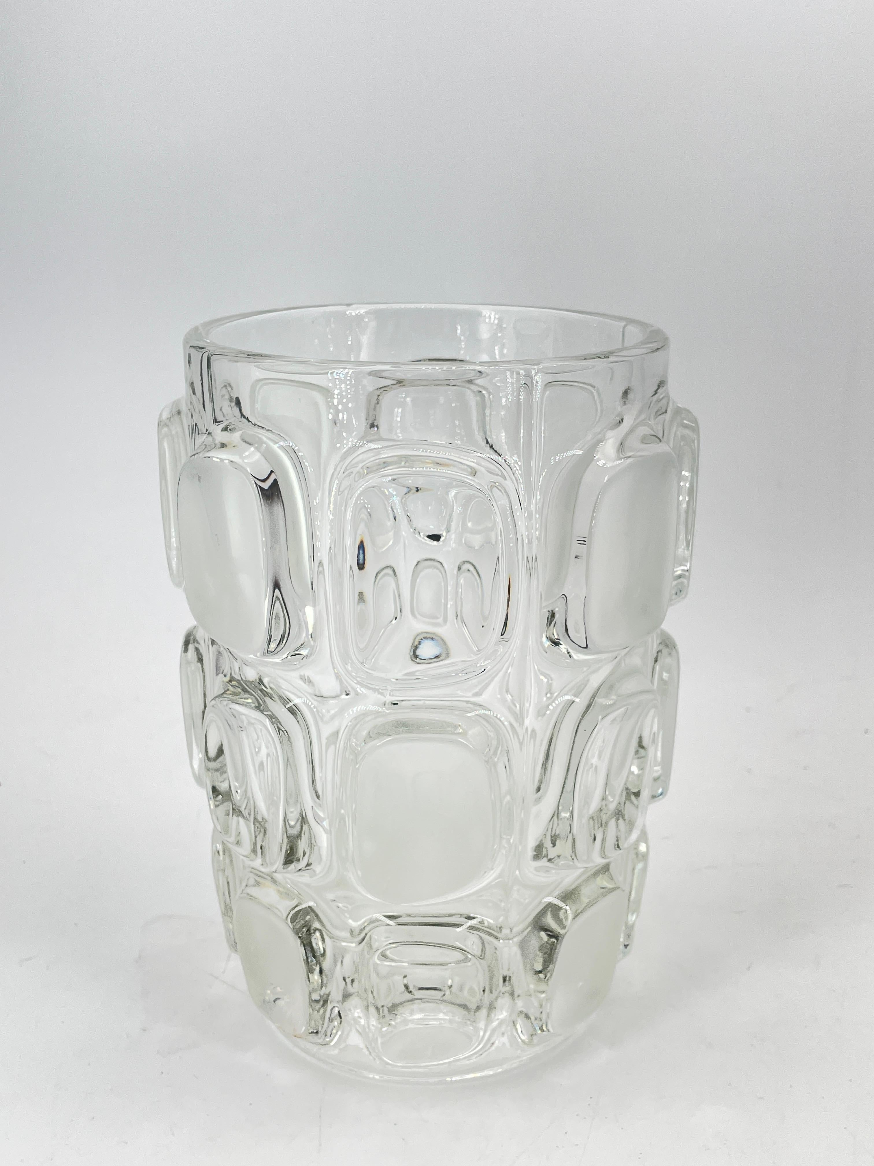 Czech 1960s Op Art Glass MCM Vase by Frantisek Vizner for Sklo Union Libochovice For Sale