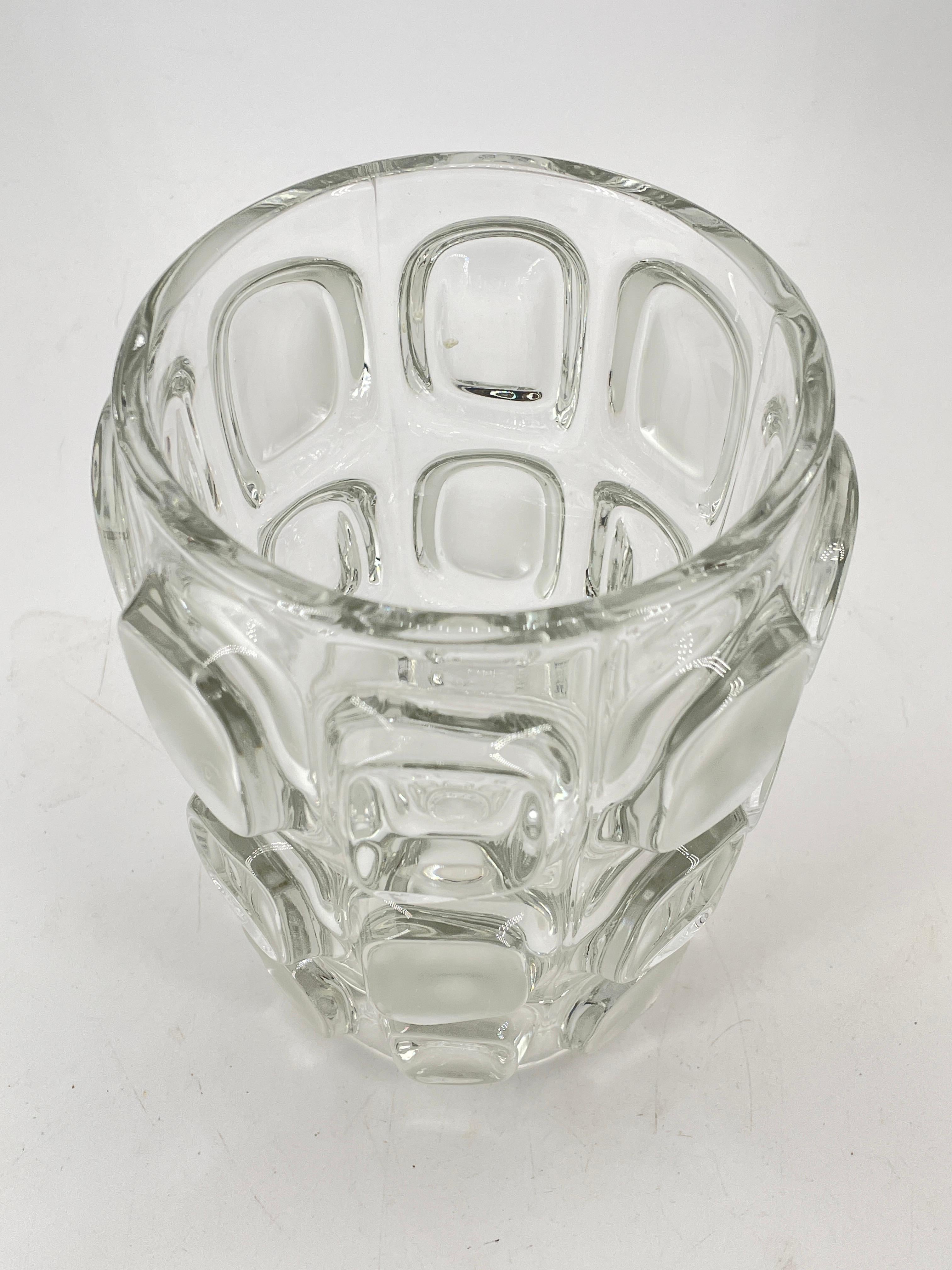Mid-20th Century 1960s Op Art Glass MCM Vase by Frantisek Vizner for Sklo Union Libochovice For Sale