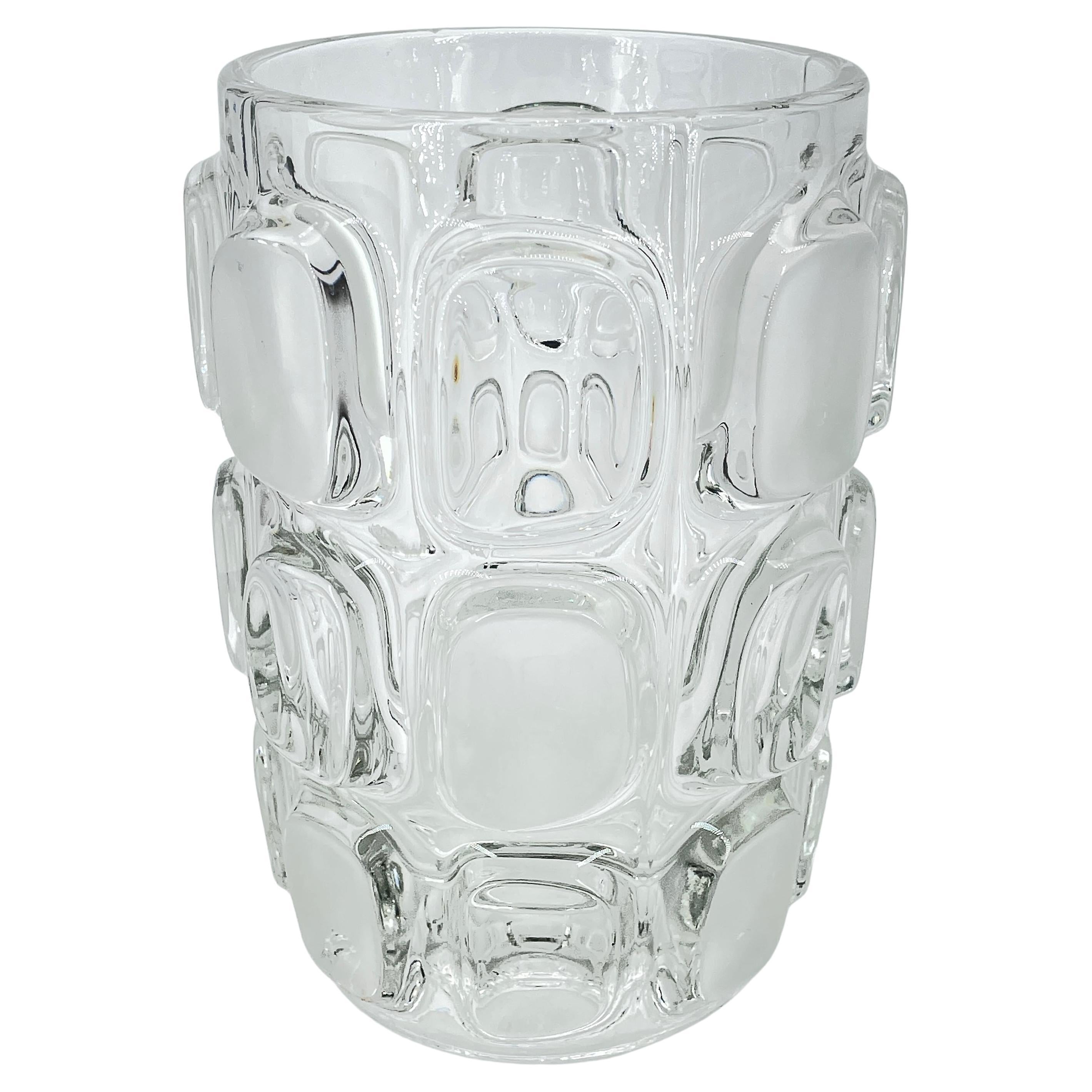 1960s Op Art Glass MCM Vase by Frantisek Vizner for Sklo Union Libochovice For Sale
