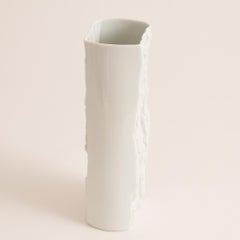 1960s Op Art White Bisque Bavarian Porcelain Bareuther Waldsassen Glazed Vase