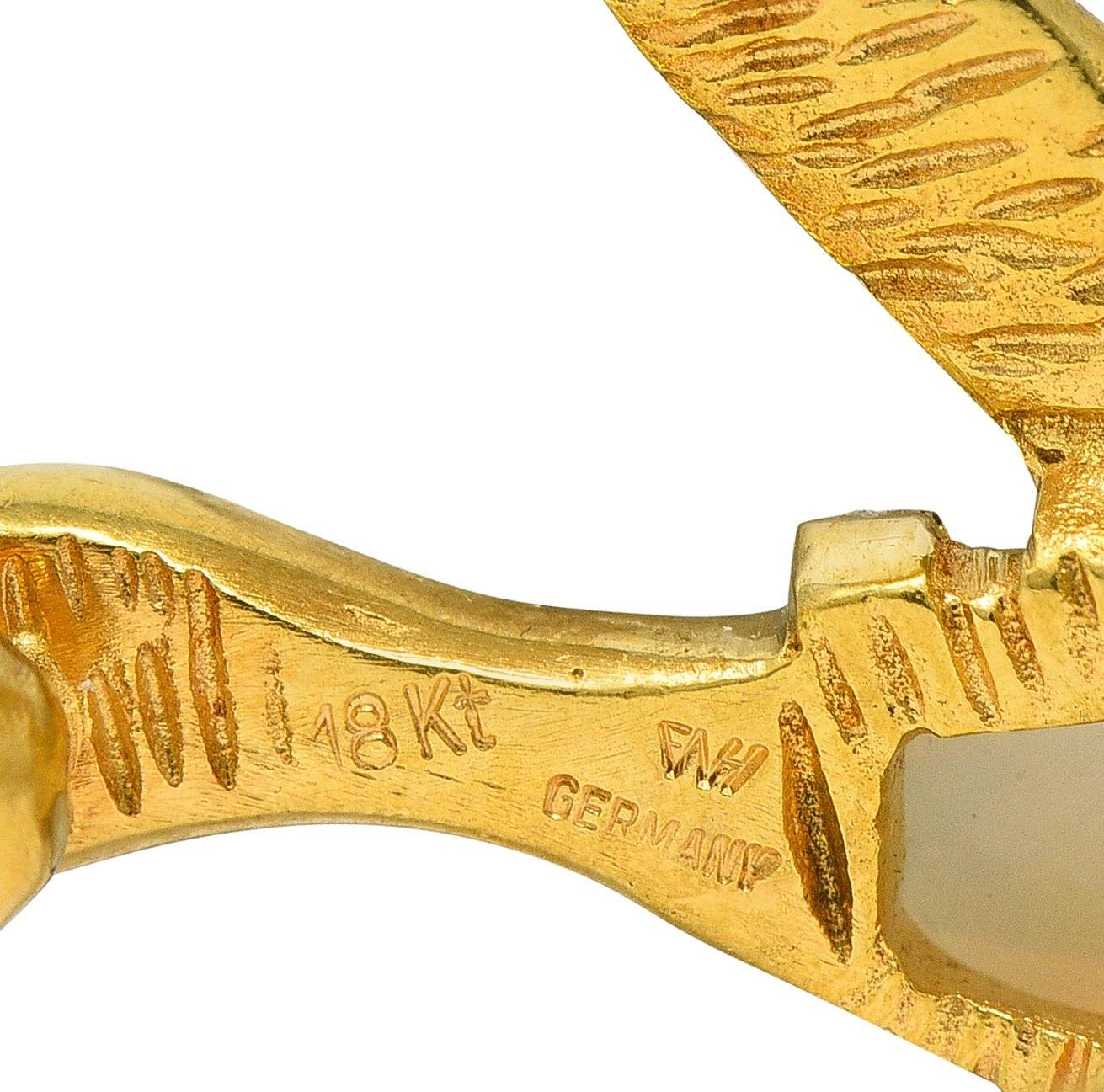 1960's Opal Diamond Ruby Platinum 18 Karat Gold Vintage Goose Bird Brooch For Sale 5