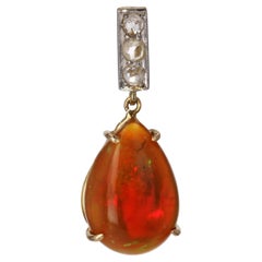 1960s Opal Diamonds 18 Karat Yellow White Gold Pendant
