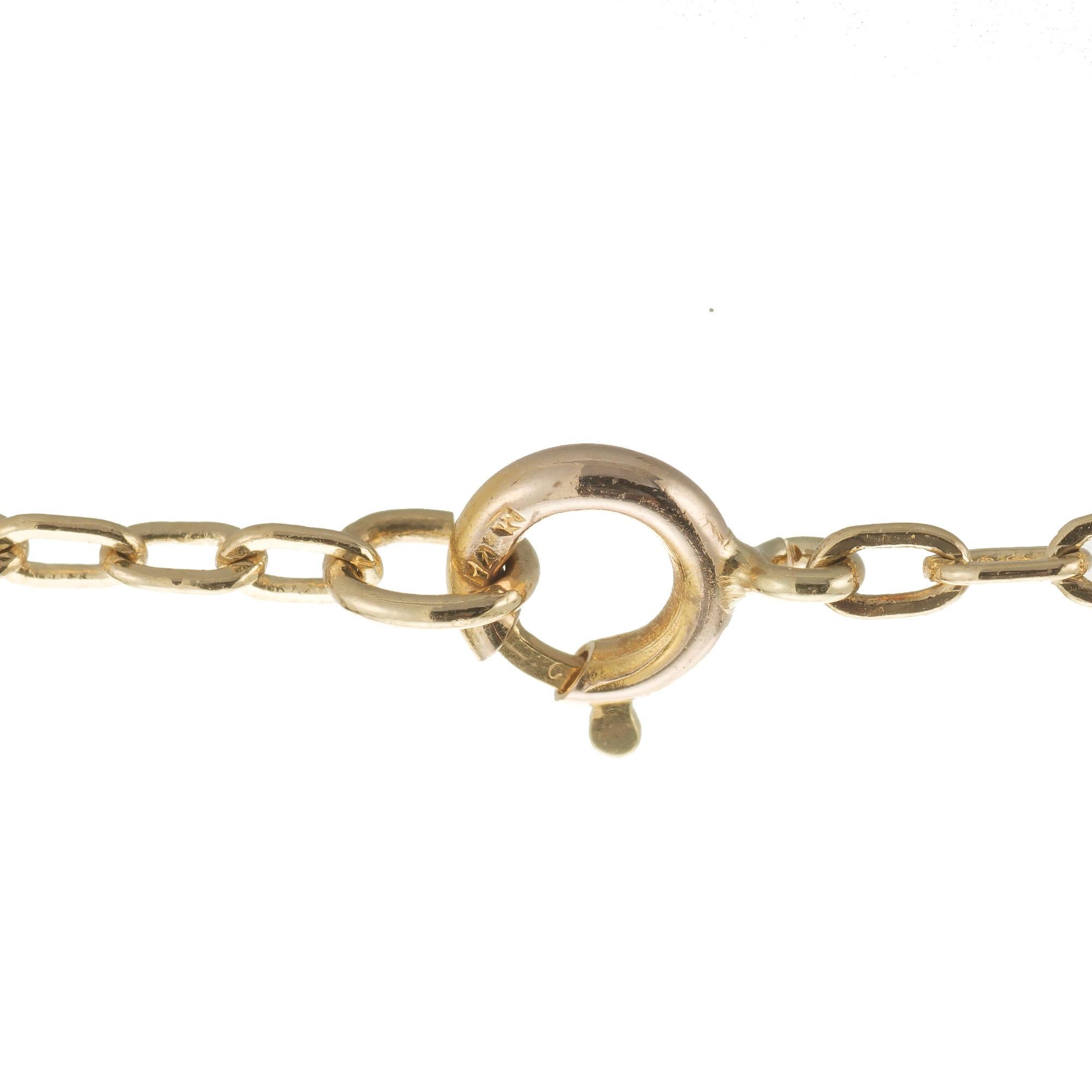 Women's 1960's Opal Sapphire Diamond Yellow Gold Pendant Necklace