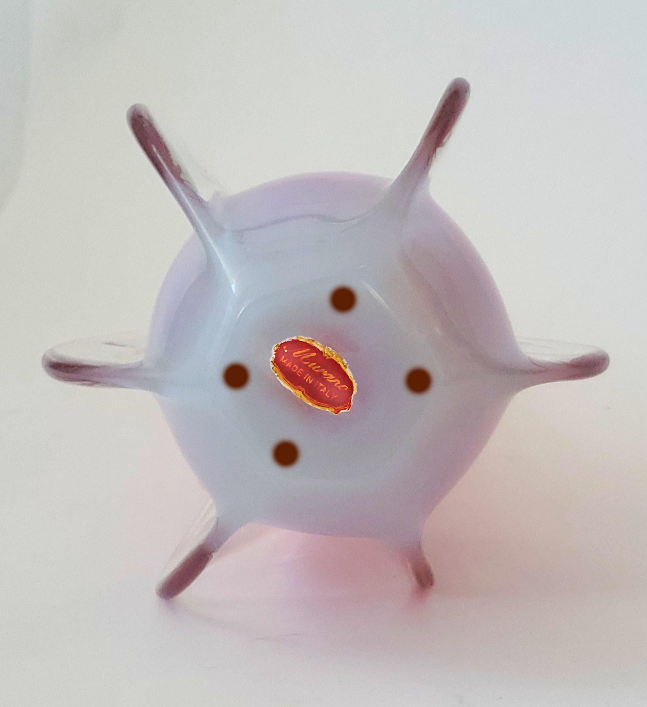 Cotto in fornace Vaso in vetro di Murano rosa opalescente del 1960 in vendita