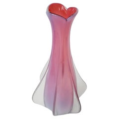 1960s Opalescent Pink Murano Glass Vase