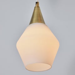 1960s Opaline Glass and Brass Pendant Attributed to Mauri Almari for Idman