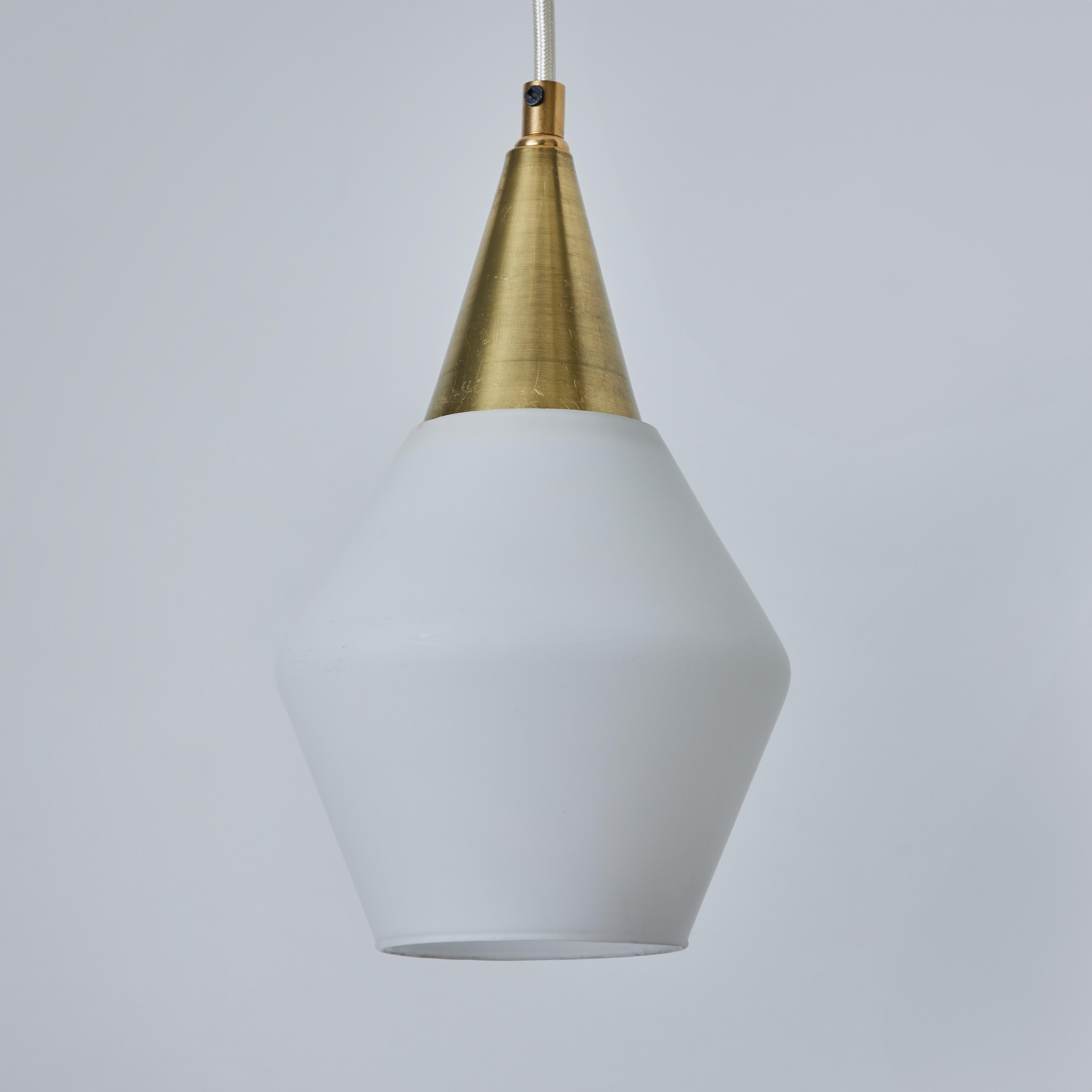 1960s Opaline Glass and Brass Pendant Attributed to Mauri Almari for Idman For Sale 1