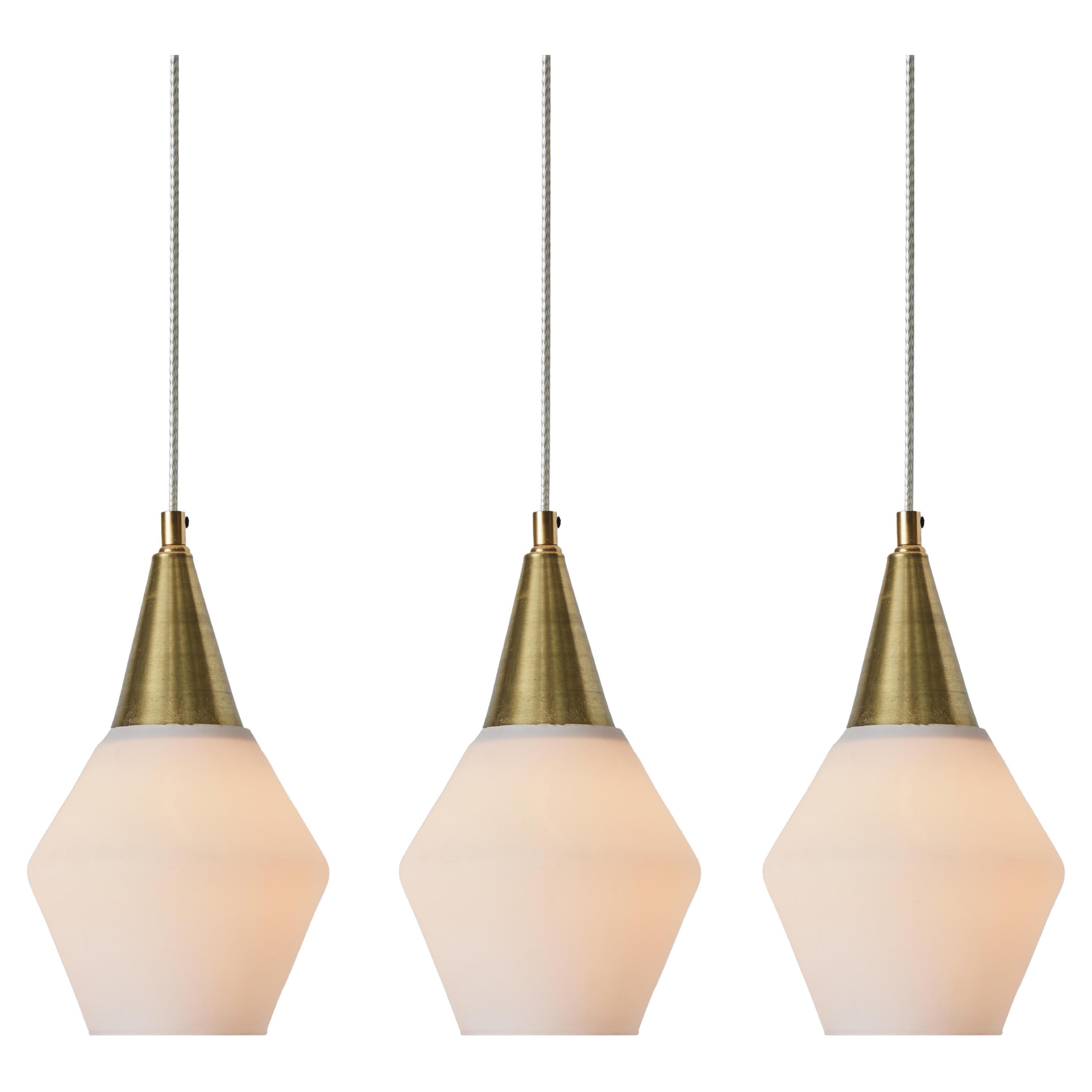 1960s Opaline Glass and Brass Pendant Attributed to Mauri Almari for Idman