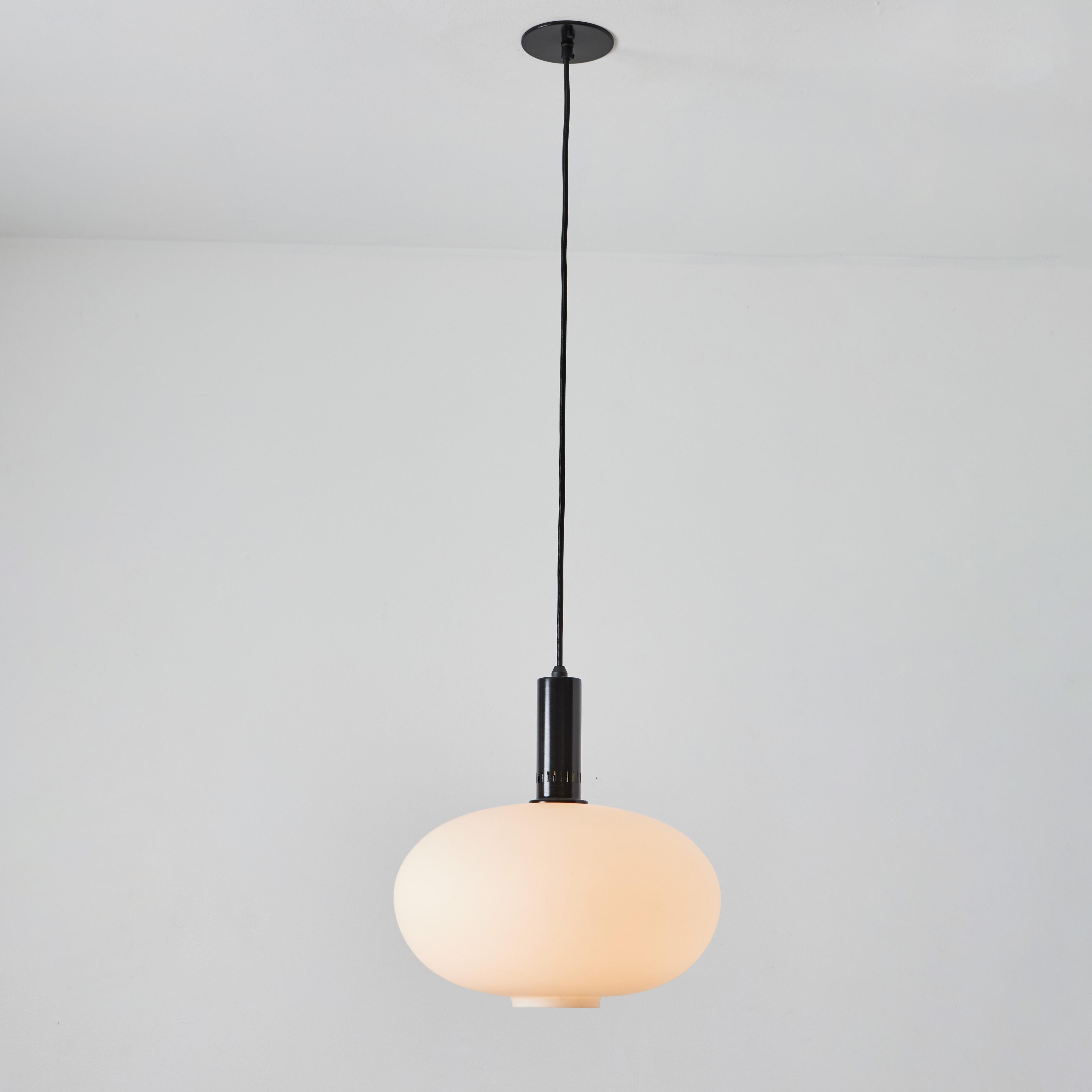 1960s Opaline Glass and Metal Pendant Attributed to Stilnovo For Sale 6