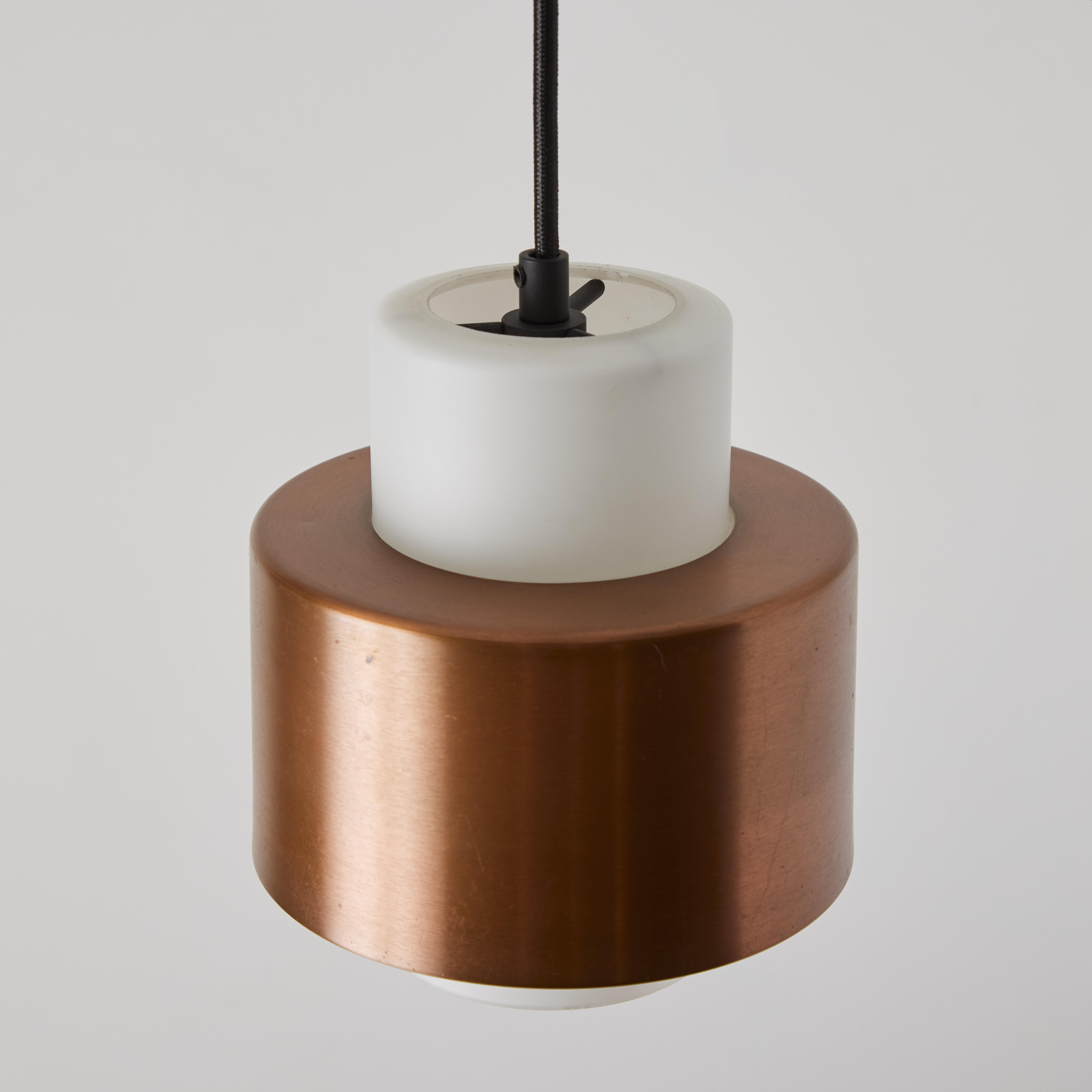 1960s Opaline Glass & Copper Pendant Lamp Attributed to Stilnovo For Sale 2