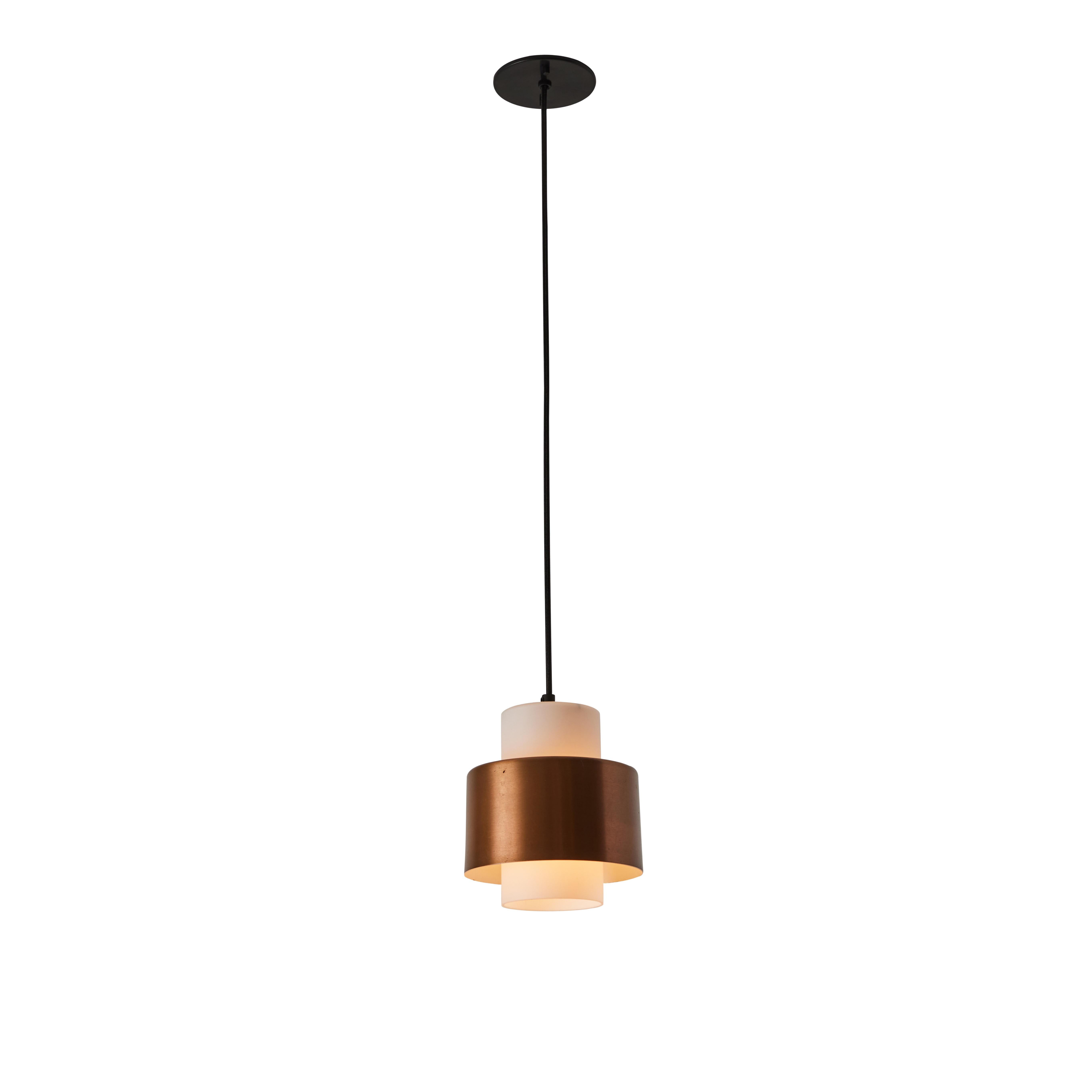 1960s Opaline Glass & Copper Pendant Lamp Attributed to Stilnovo For Sale 3