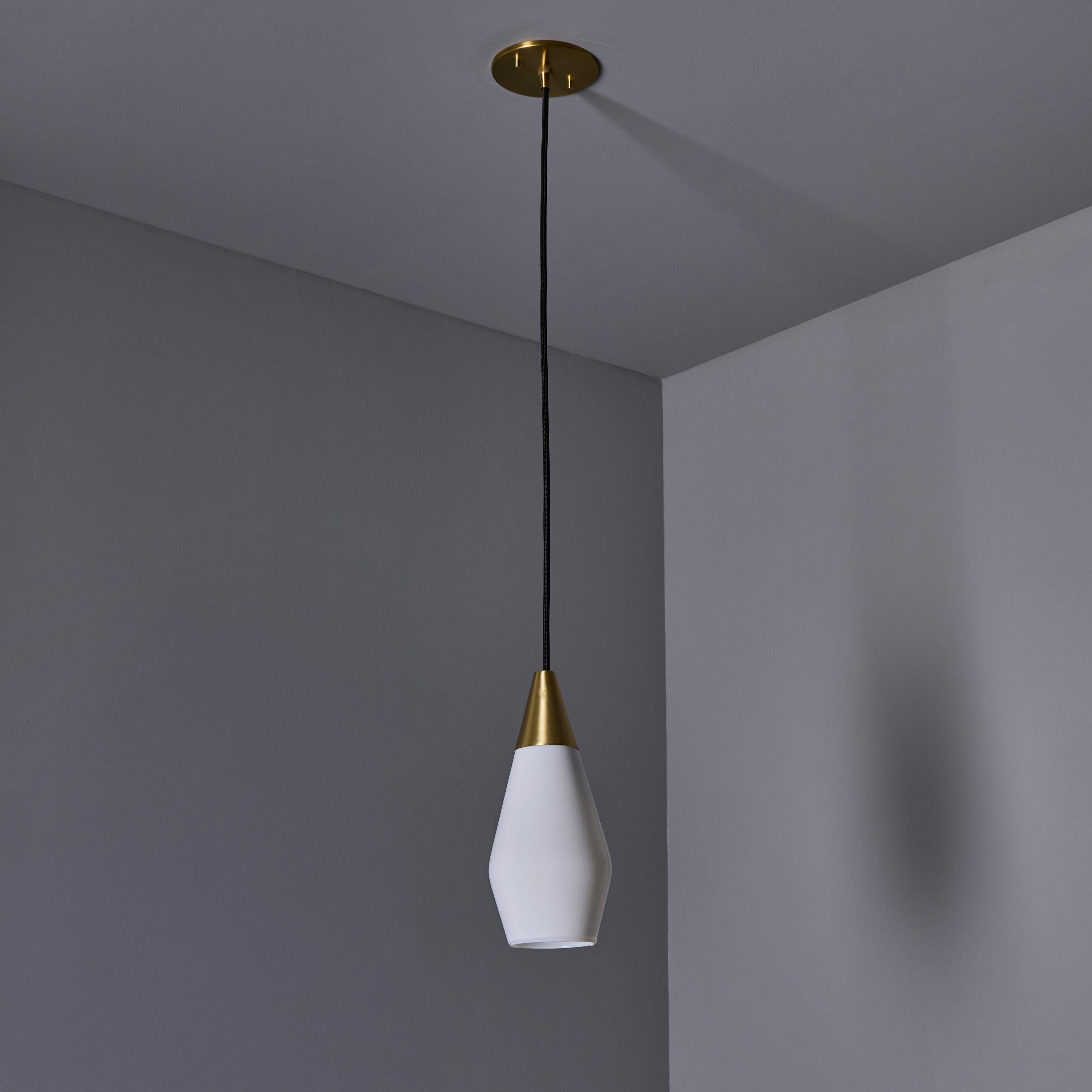 1960s Opaline Glass Geometric Pendant Lamp Attributed to Mauri Almari For Sale 3