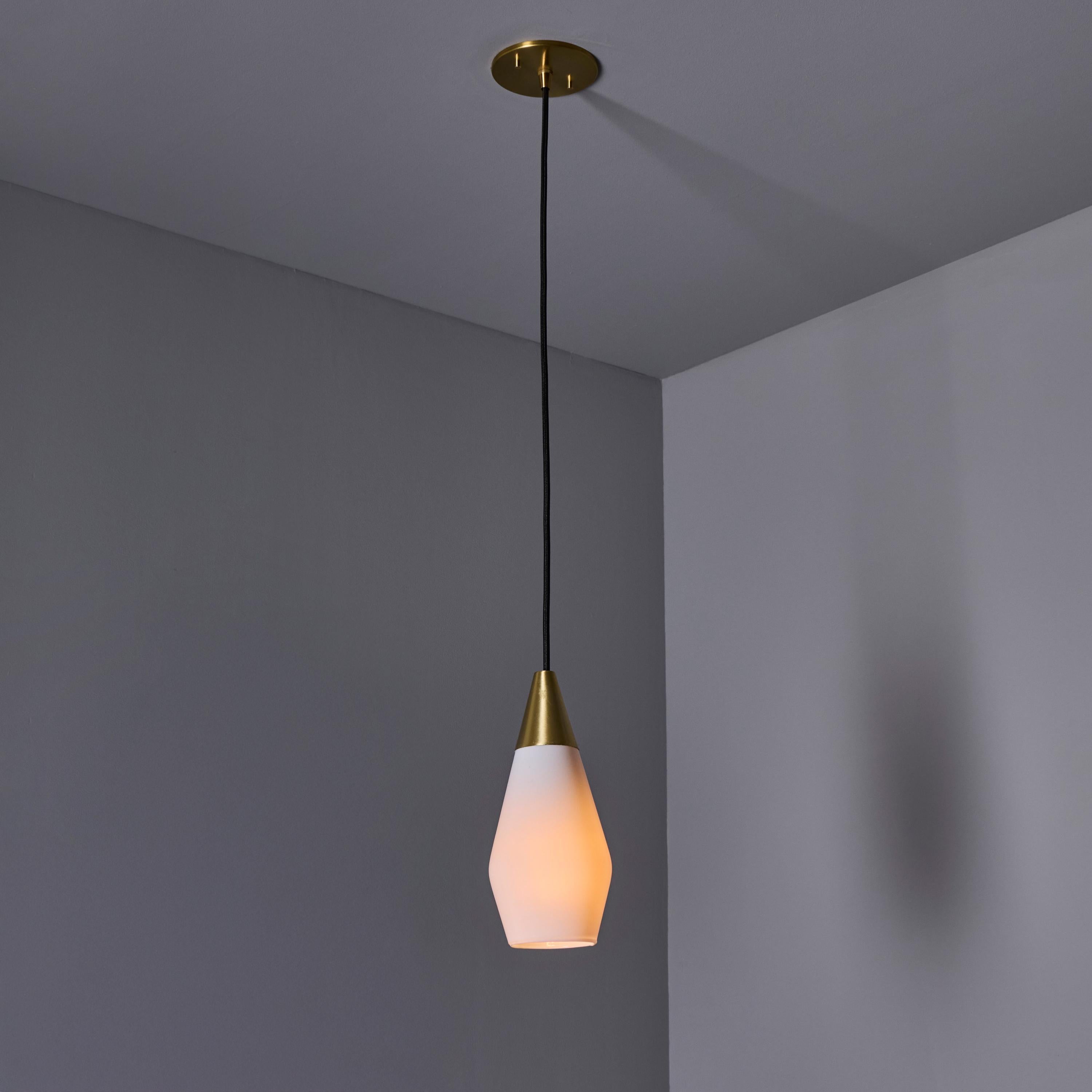 1960s Opaline Glass Geometric Pendant Lamp Attributed to Mauri Almari For Sale 4