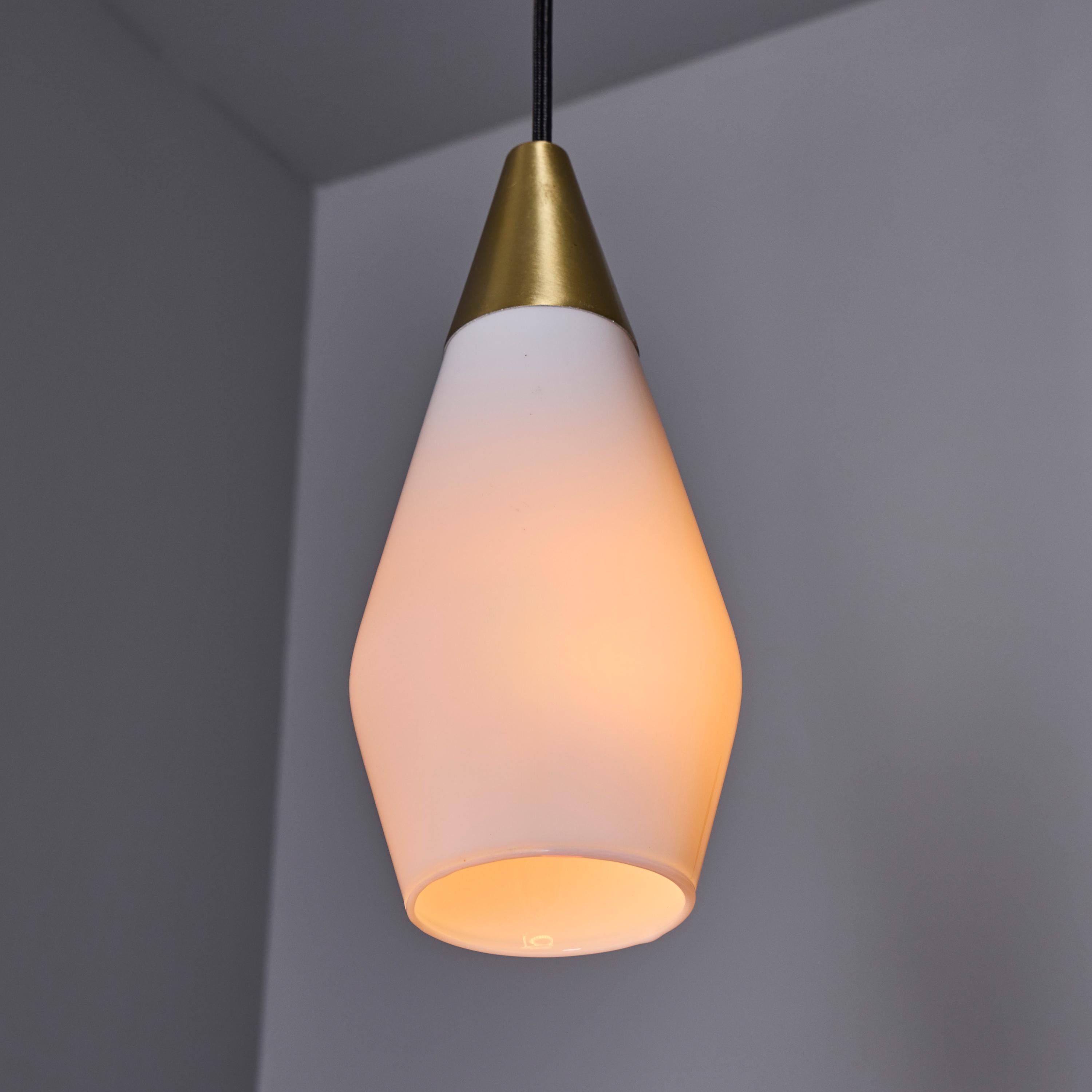 1960s Opaline Glass Geometric Pendant Lamp Attributed to Mauri Almari For Sale 9