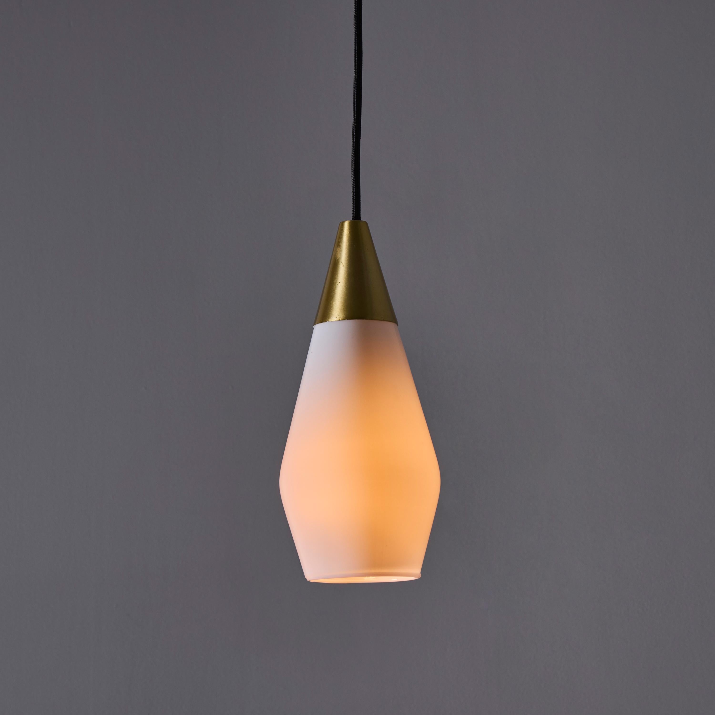Scandinavian Modern 1960s Opaline Glass Geometric Pendant Lamp Attributed to Mauri Almari For Sale