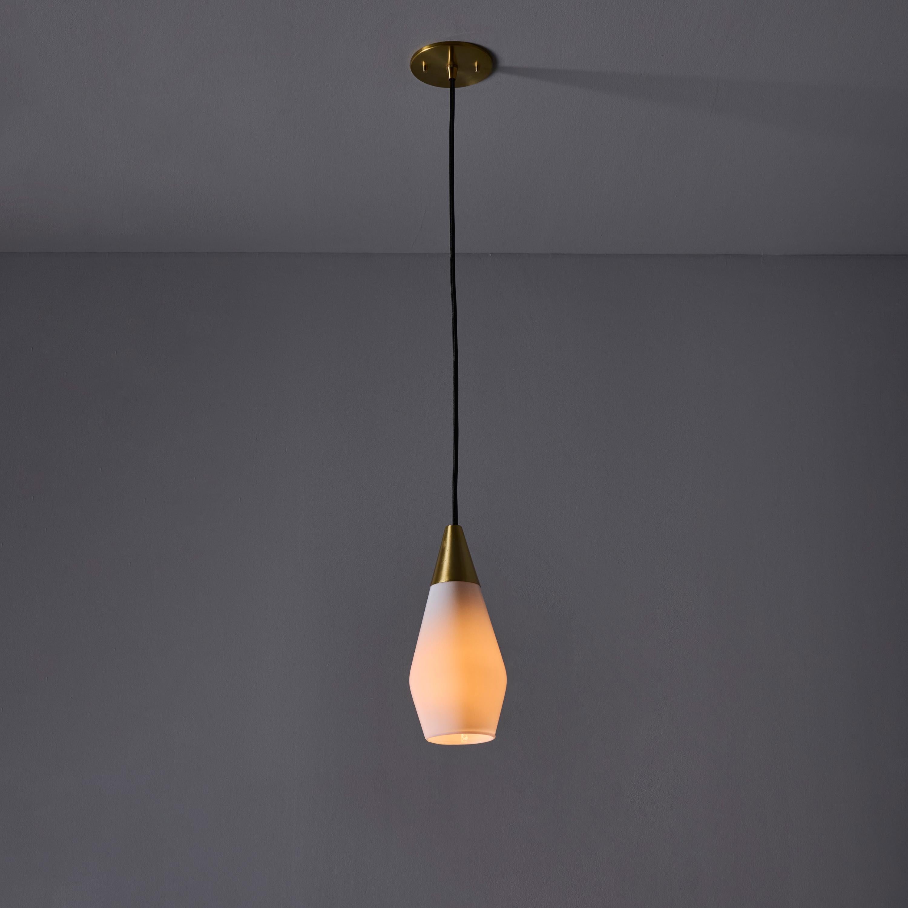 Finnish 1960s Opaline Glass Geometric Pendant Lamp Attributed to Mauri Almari For Sale