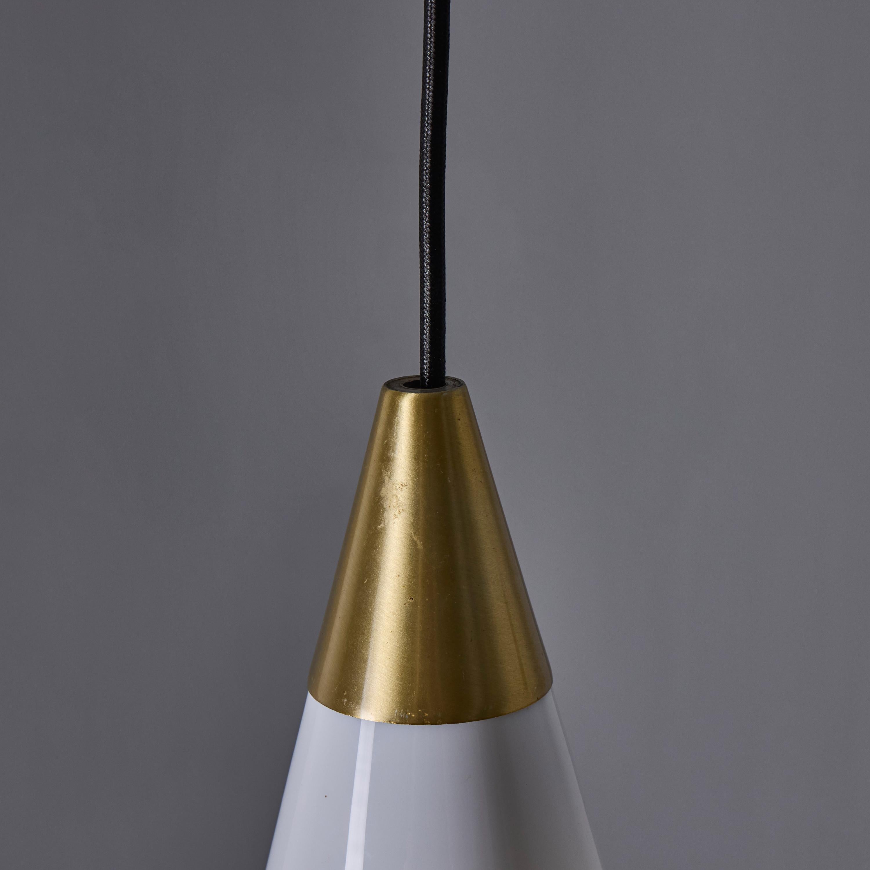 1960s Opaline Glass Geometric Pendant Lamp Attributed to Mauri Almari In Good Condition For Sale In Glendale, CA