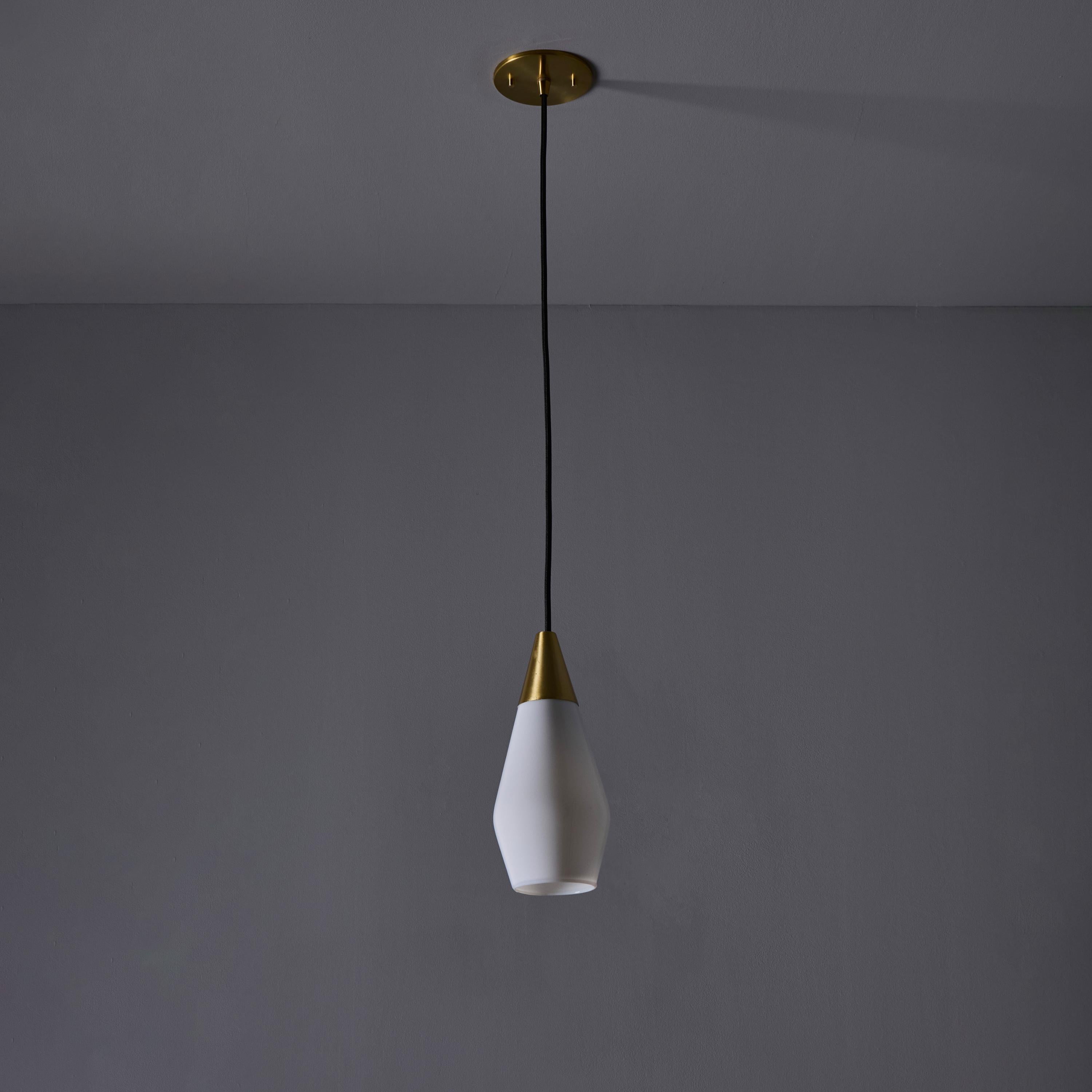 Mid-20th Century 1960s Opaline Glass Geometric Pendant Lamp Attributed to Mauri Almari For Sale
