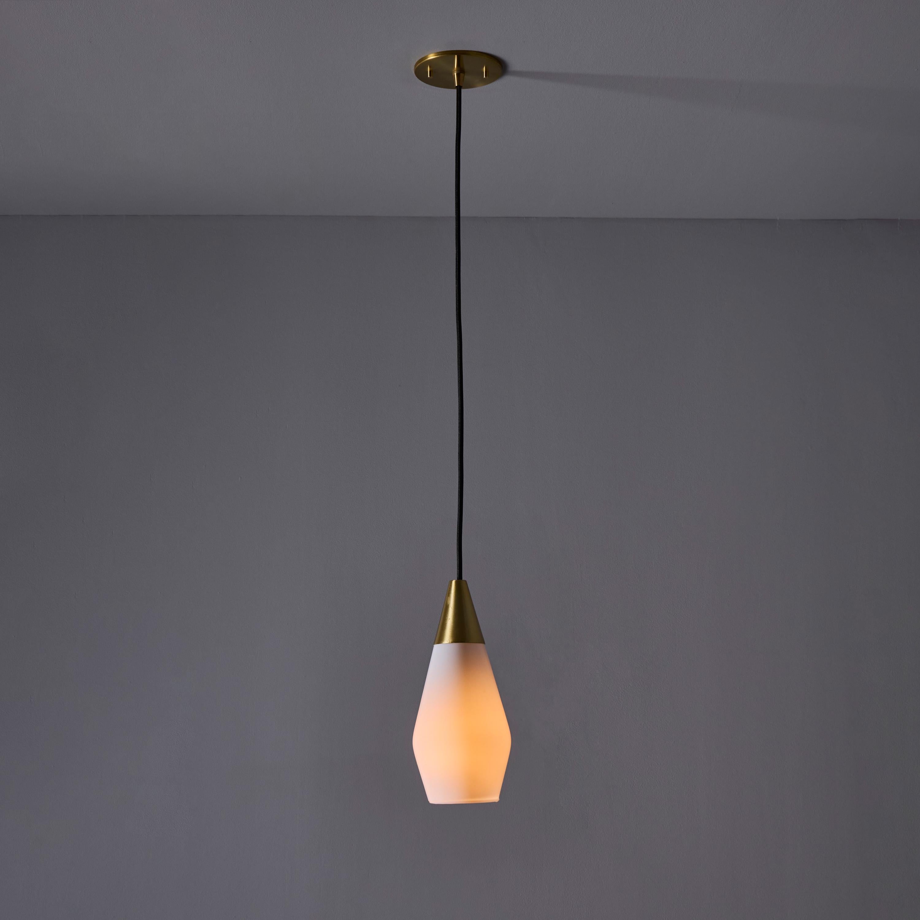 1960s Opaline Glass Geometric Pendant Lamp Attributed to Mauri Almari For Sale 1