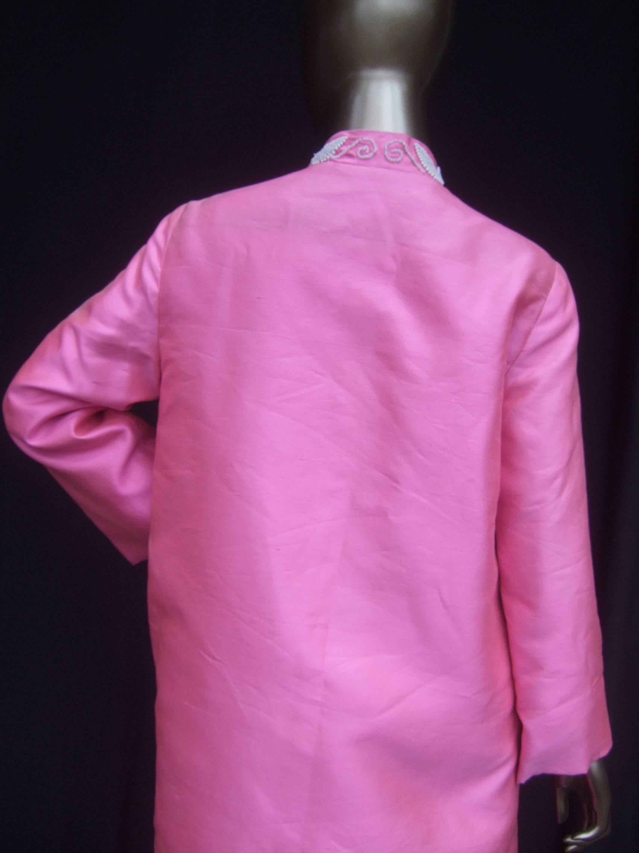 1960s Opulent Pink Silk Shantung Opera Coat  4