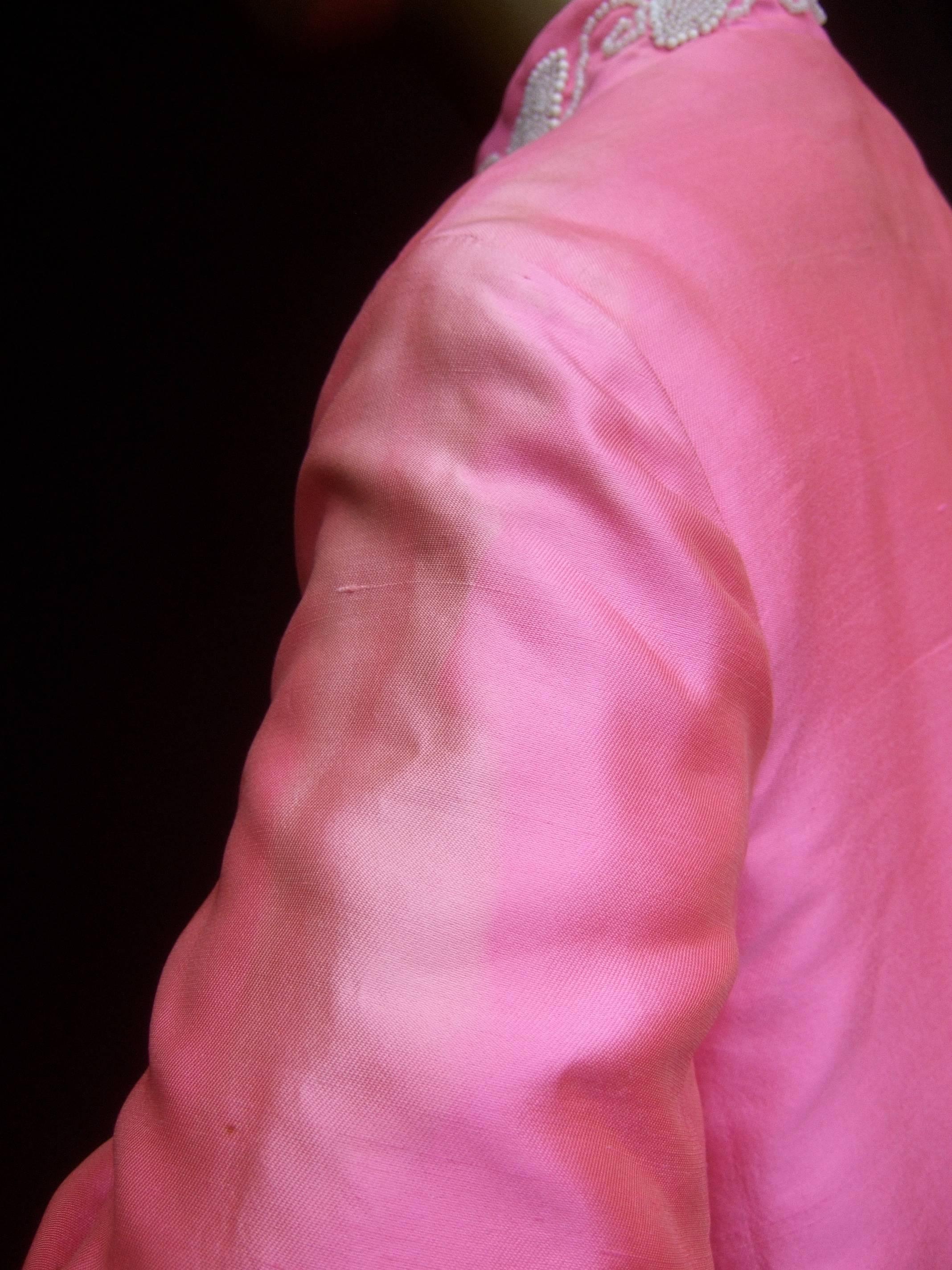 1960s Opulent Pink Silk Shantung Opera Coat  8