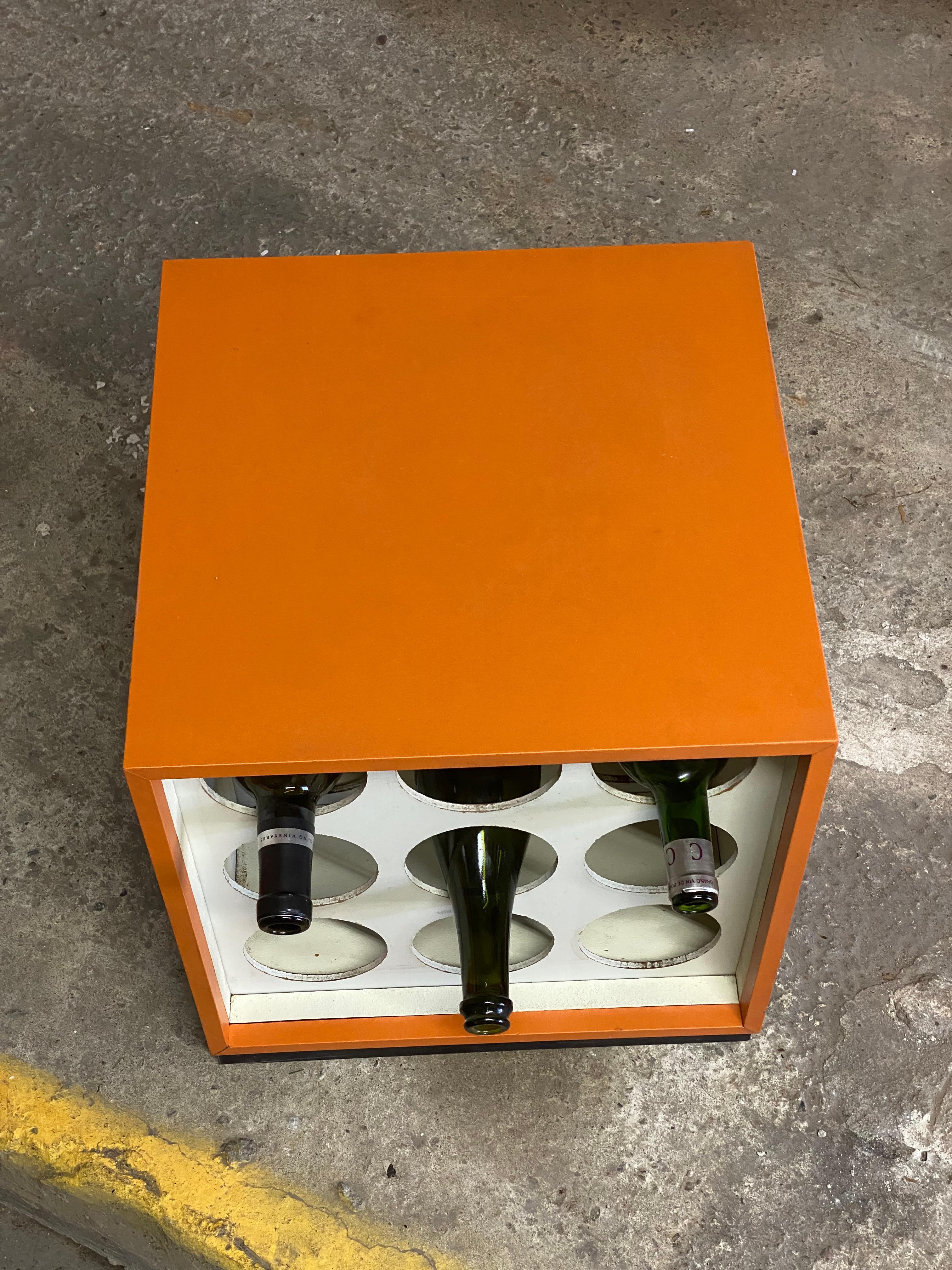 1960s Orange and Black Cube Wine Rack In Good Condition For Sale In Garnerville, NY